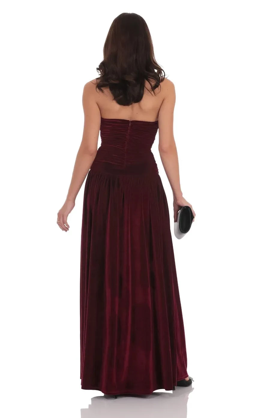 Luxurious A Line Strapless Sleeveless Zipper Back Floor Length Evening Dress
