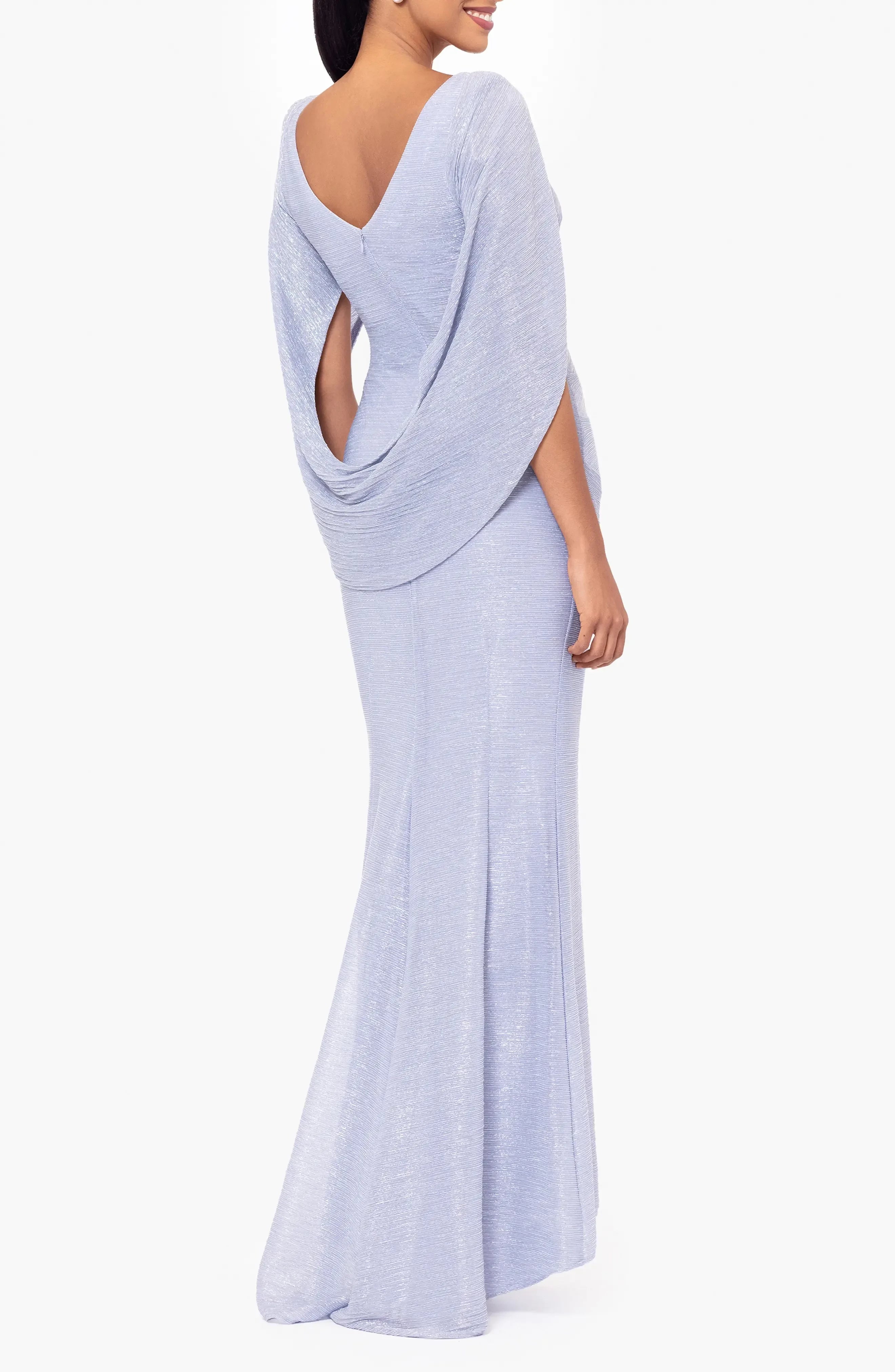 Luxurious Mermaid Boat Neck Cape Sleeve Zipper Back Floor Length Evening Dress