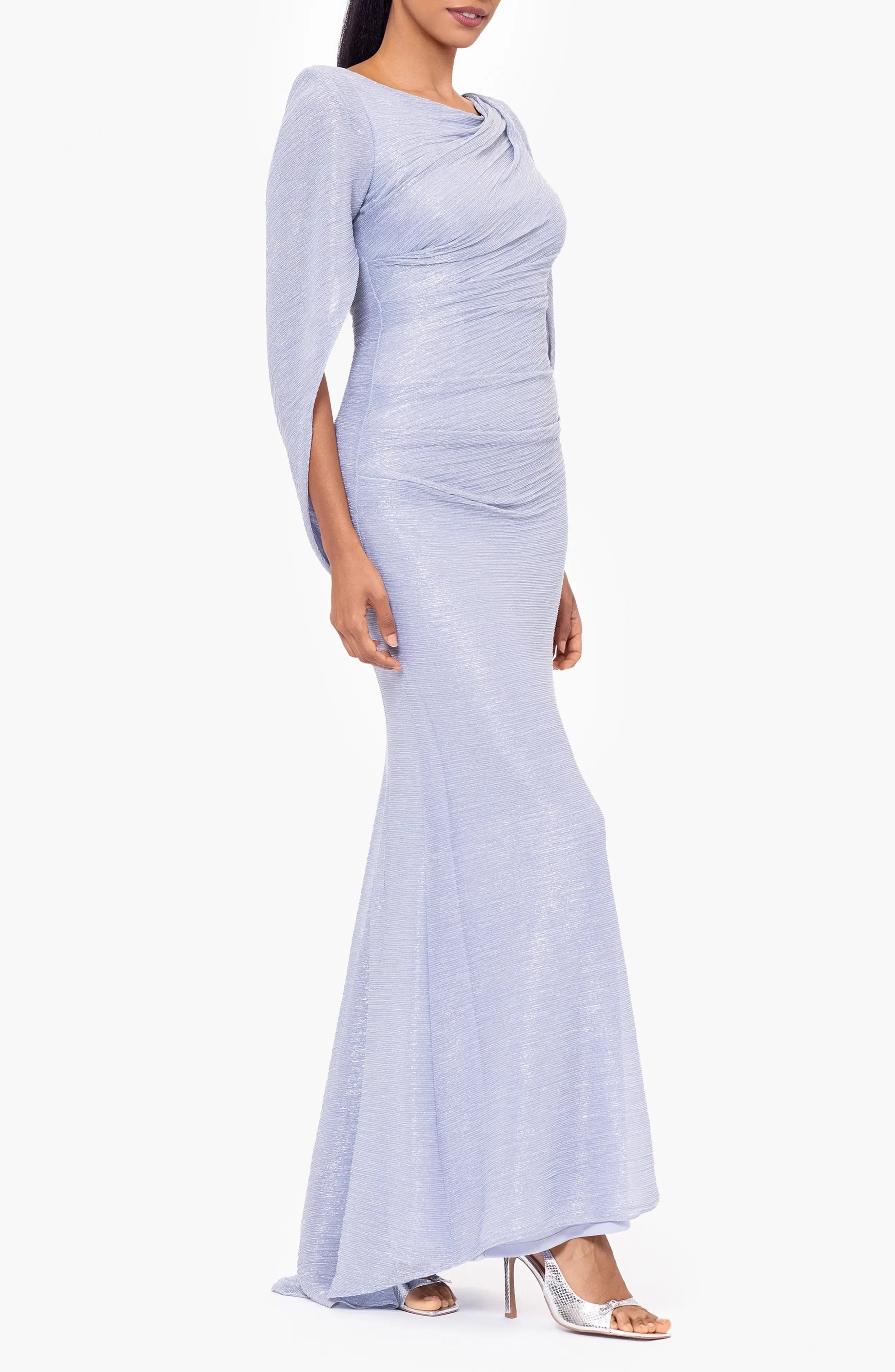 Luxurious Mermaid Boat Neck Cape Sleeve Zipper Back Floor Length Evening Dress