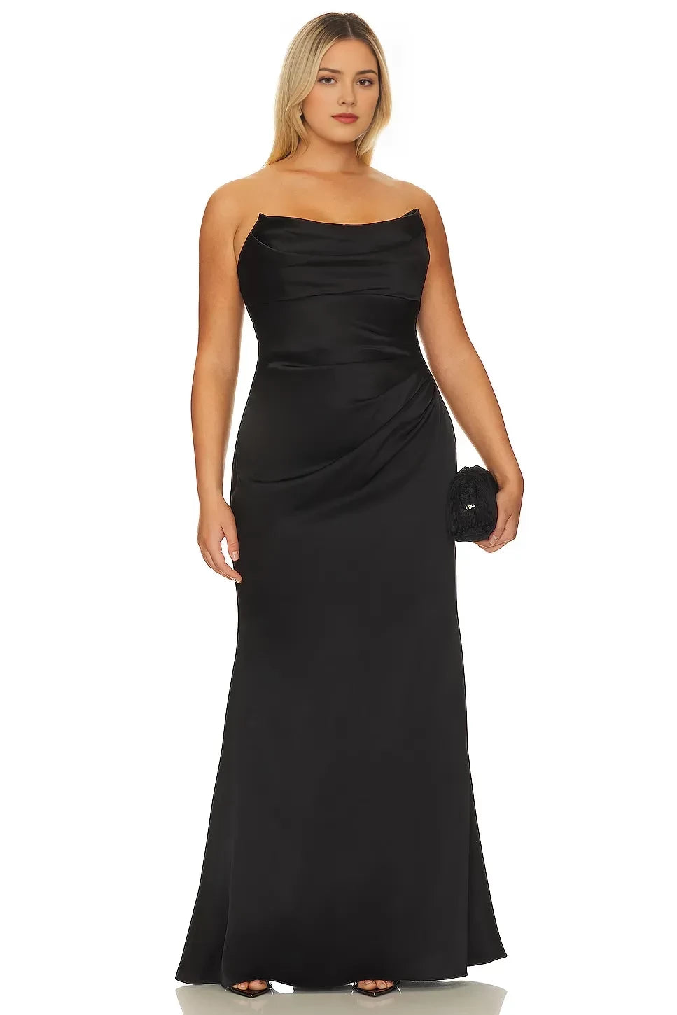 Luxurious Mermaid Strapless Sleeveless Draped Bodice Floor Length Evening Dress