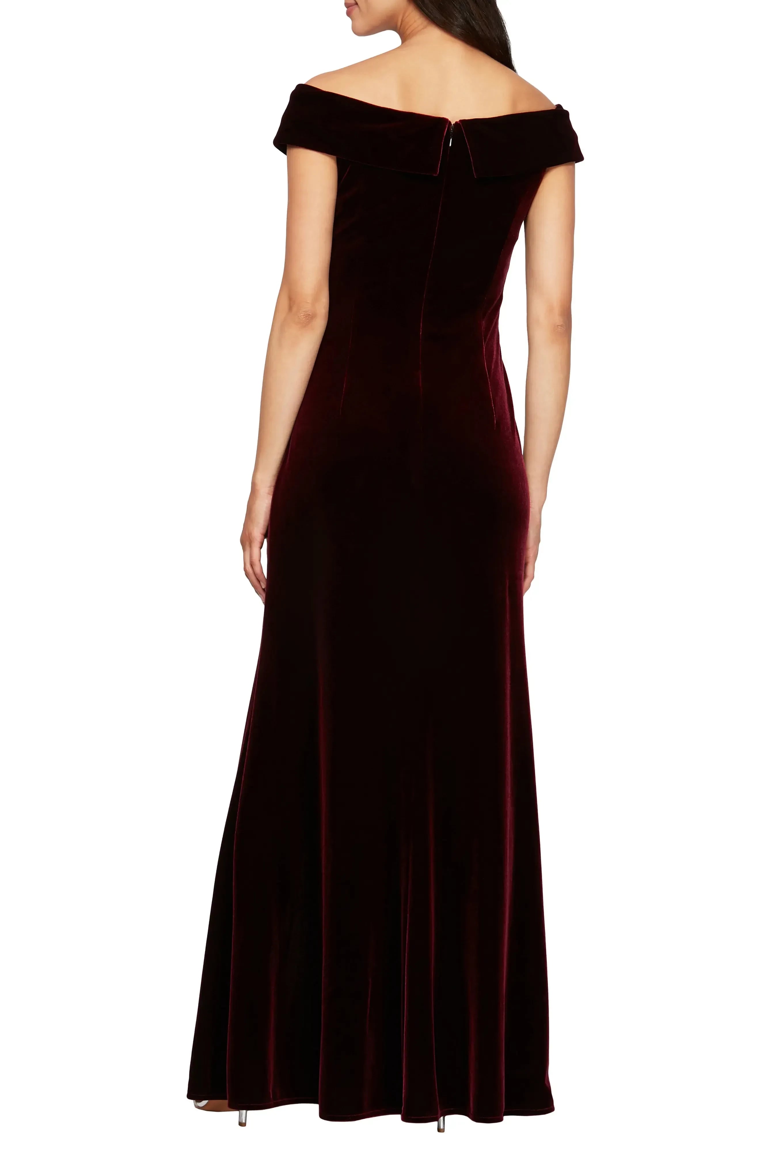 Luxurious Sheath Off Shoulder Cap Sleeve Zipper Back Floor Length Evening Dress