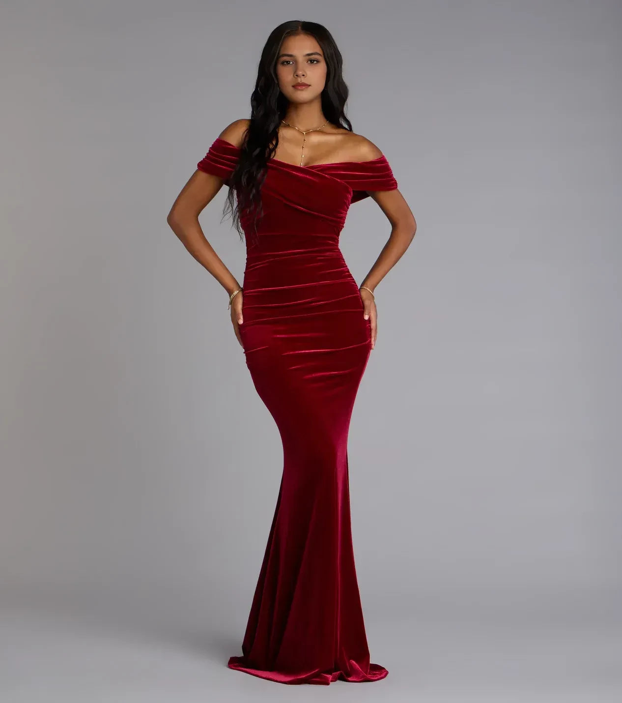 Luxurious Trumpet Off Shoulder Short Sleeve Zipper Back Floor Length Prom Dress
