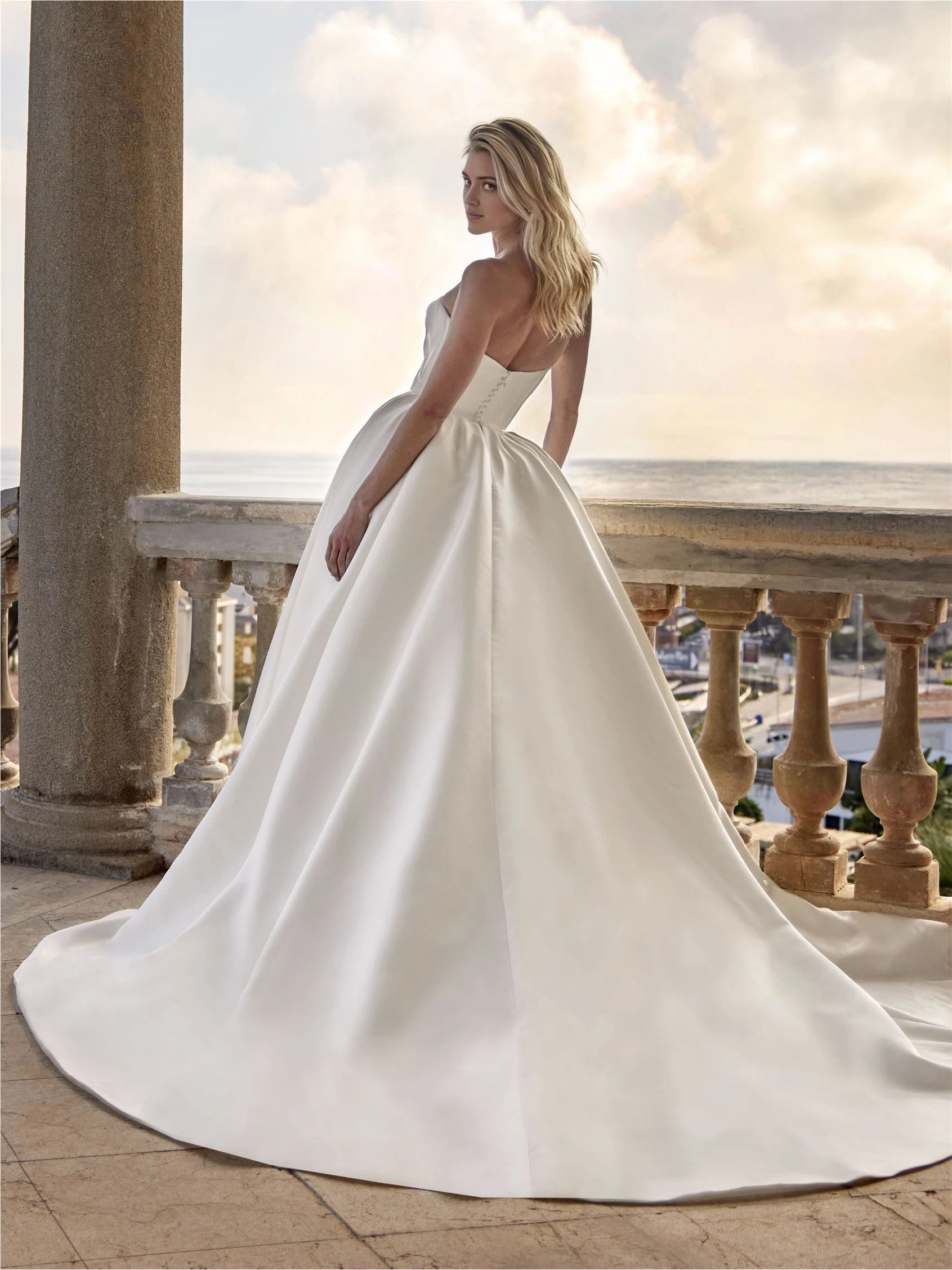 Magnificent Ball Gown Strapless Sleeveless Lace Up Back Floor Length Wedding Dress