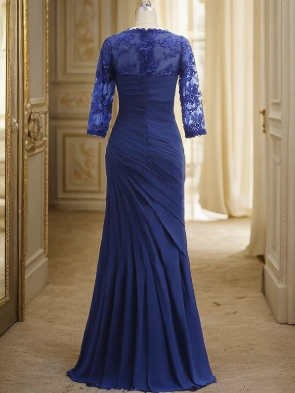 Mermaid Chiffon Lace Sweetheart short Sleeves Floor-Length Mother of the Bride Dresses