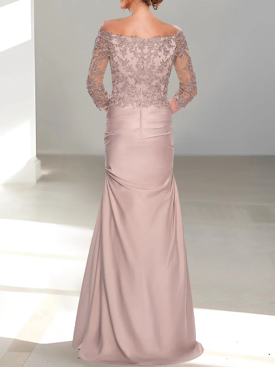 Mermaid Off-the-Shoulder Long Sleeves with Beading Mother Of The Bride Dresses