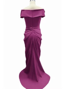 Mermaid Off-the-shoulder Floor-Length with Pleats Slit Zipper Mother Of the Bride Dresses