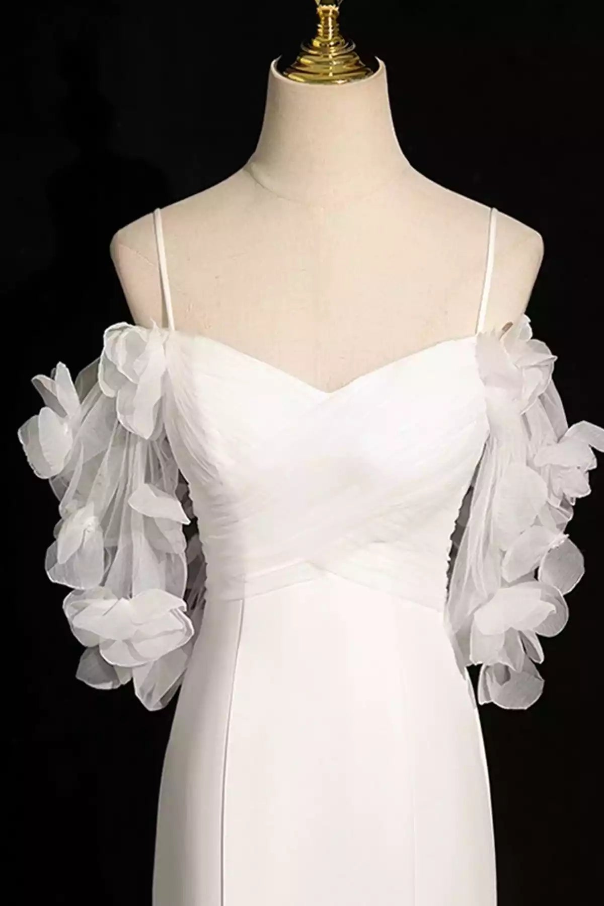 Mermaid Off the Shoulder White Spaghetti Strap Long Prom Dress Party Dress