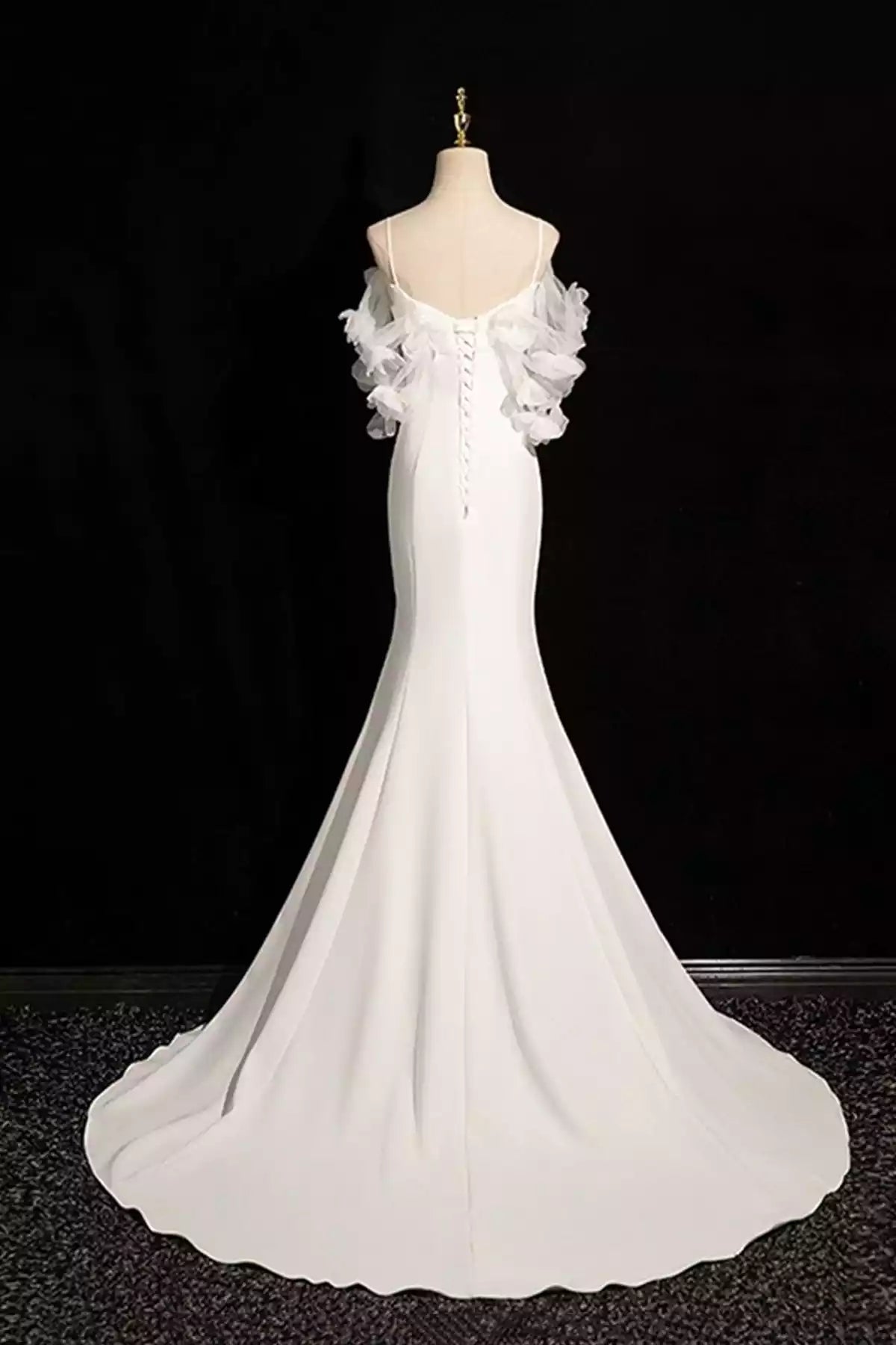 Mermaid Off the Shoulder White Spaghetti Strap Long Prom Dress Party Dress