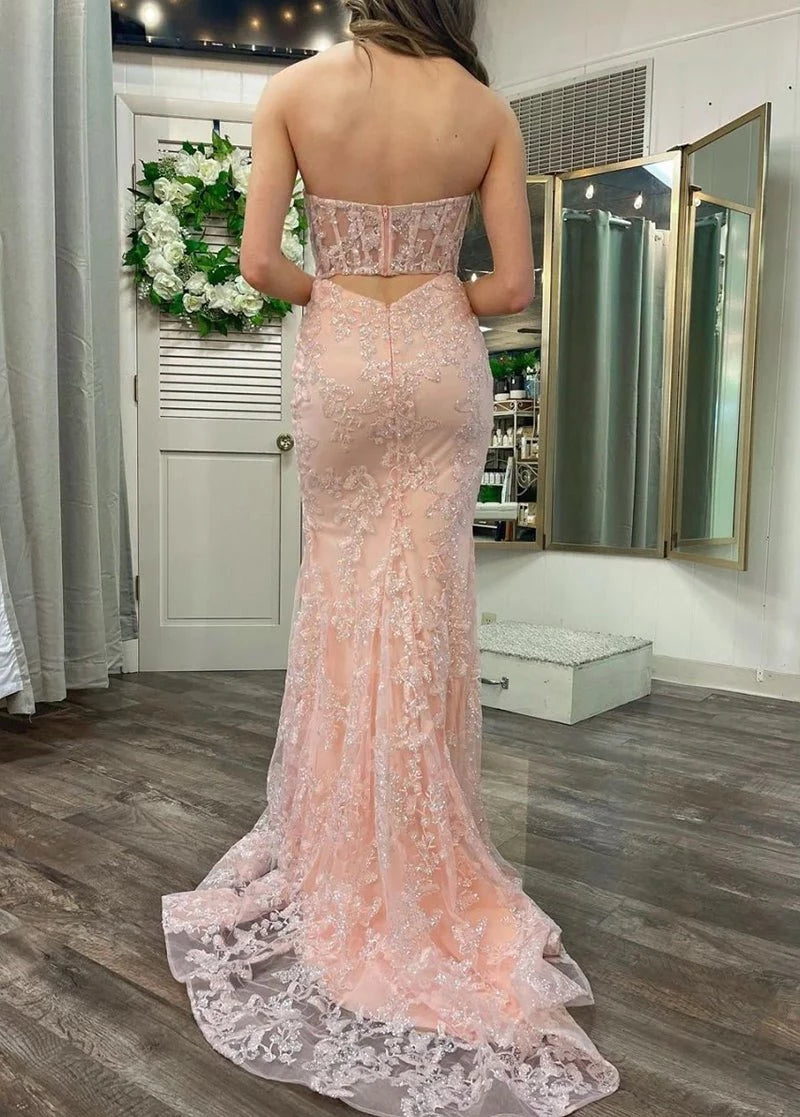 Mermaid Sweetheart Sequined Lace Long Evening Dress Party Dresses Prom Dress