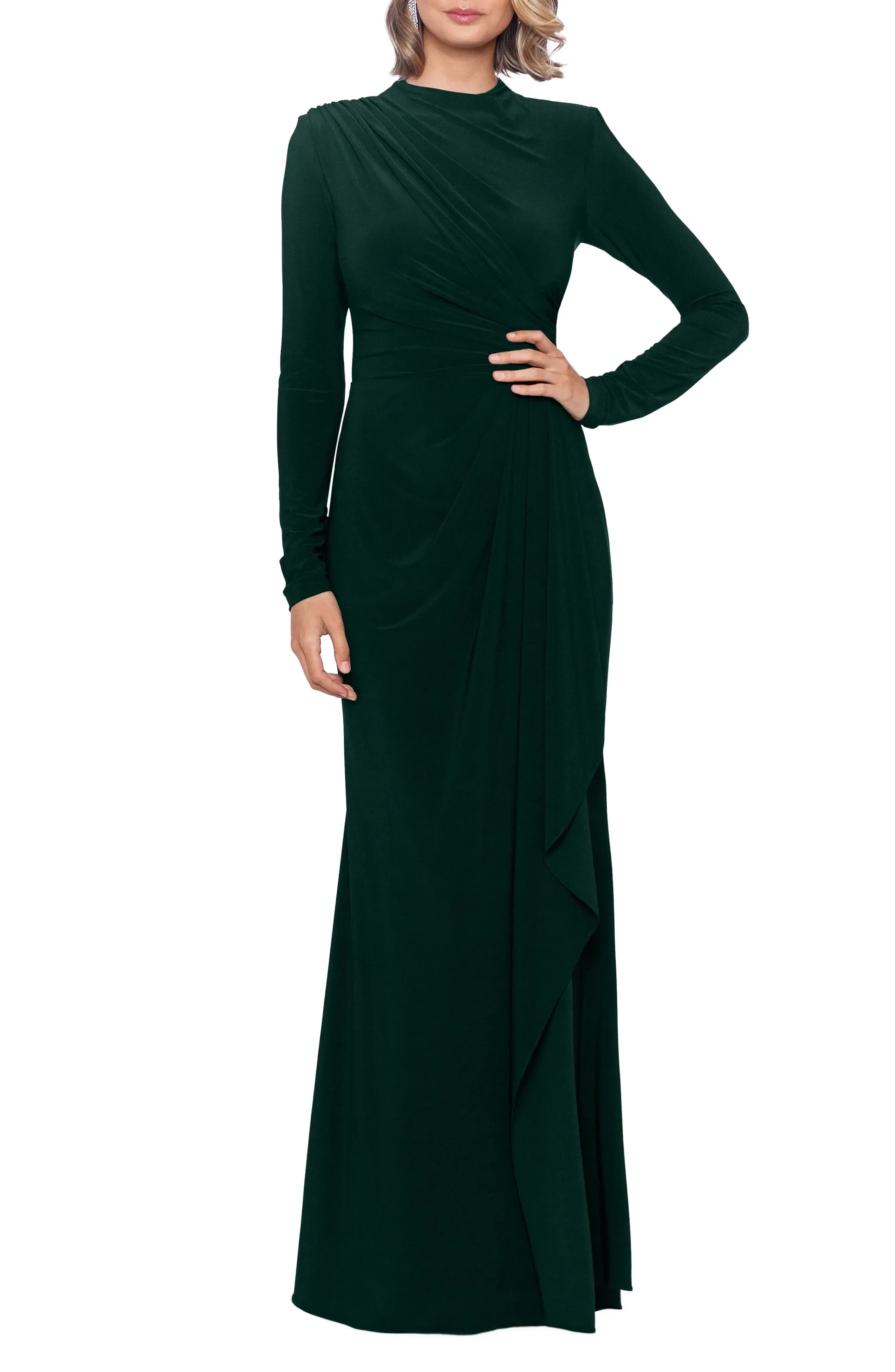 Mesmerizing Mermaid High Neck Long Sleeve Plain Back Floor Length Evening Dress