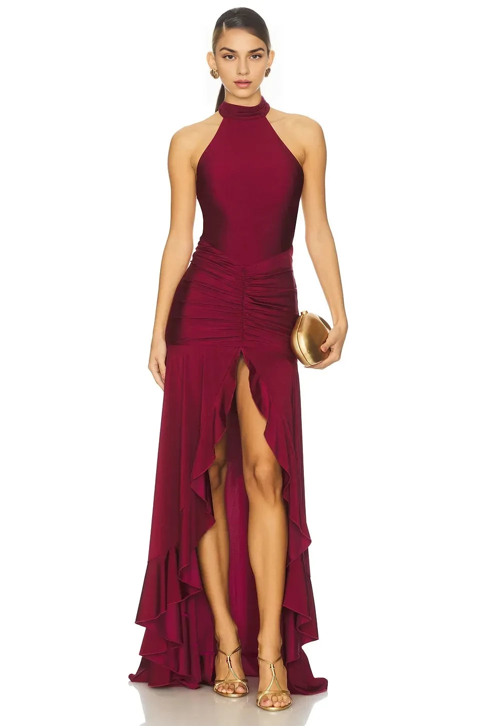 Mesmerizing Sheath Halter Neck Sleeveless Tie Back Floor Length Evening Dress