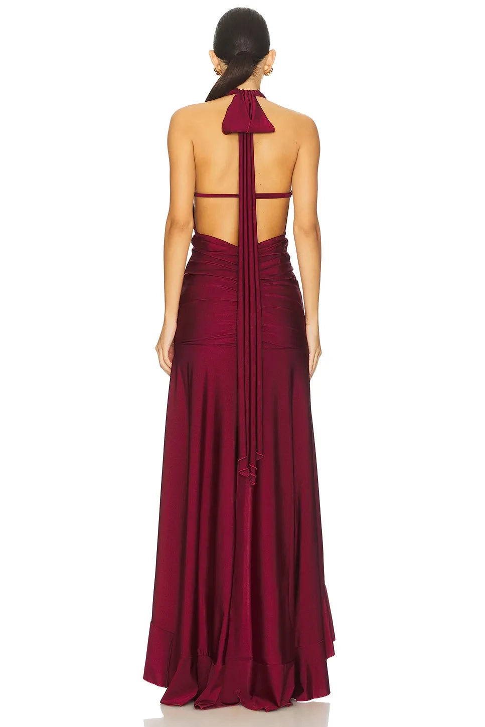 Mesmerizing Sheath Halter Neck Sleeveless Tie Back Floor Length Evening Dress