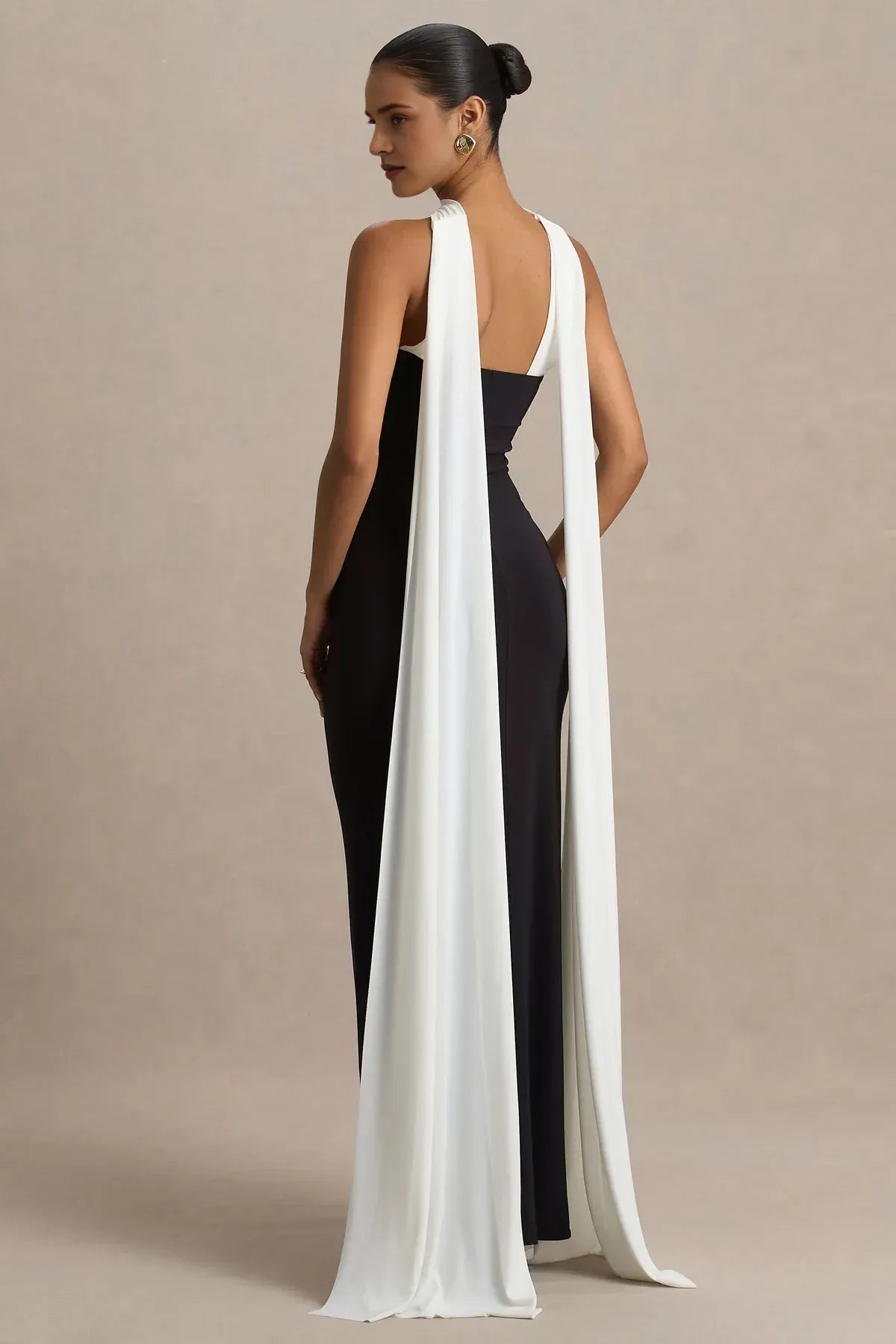 Mesmerizing Sheath Strapless Draped Sleeve Open Back Floor Length Evening Dress