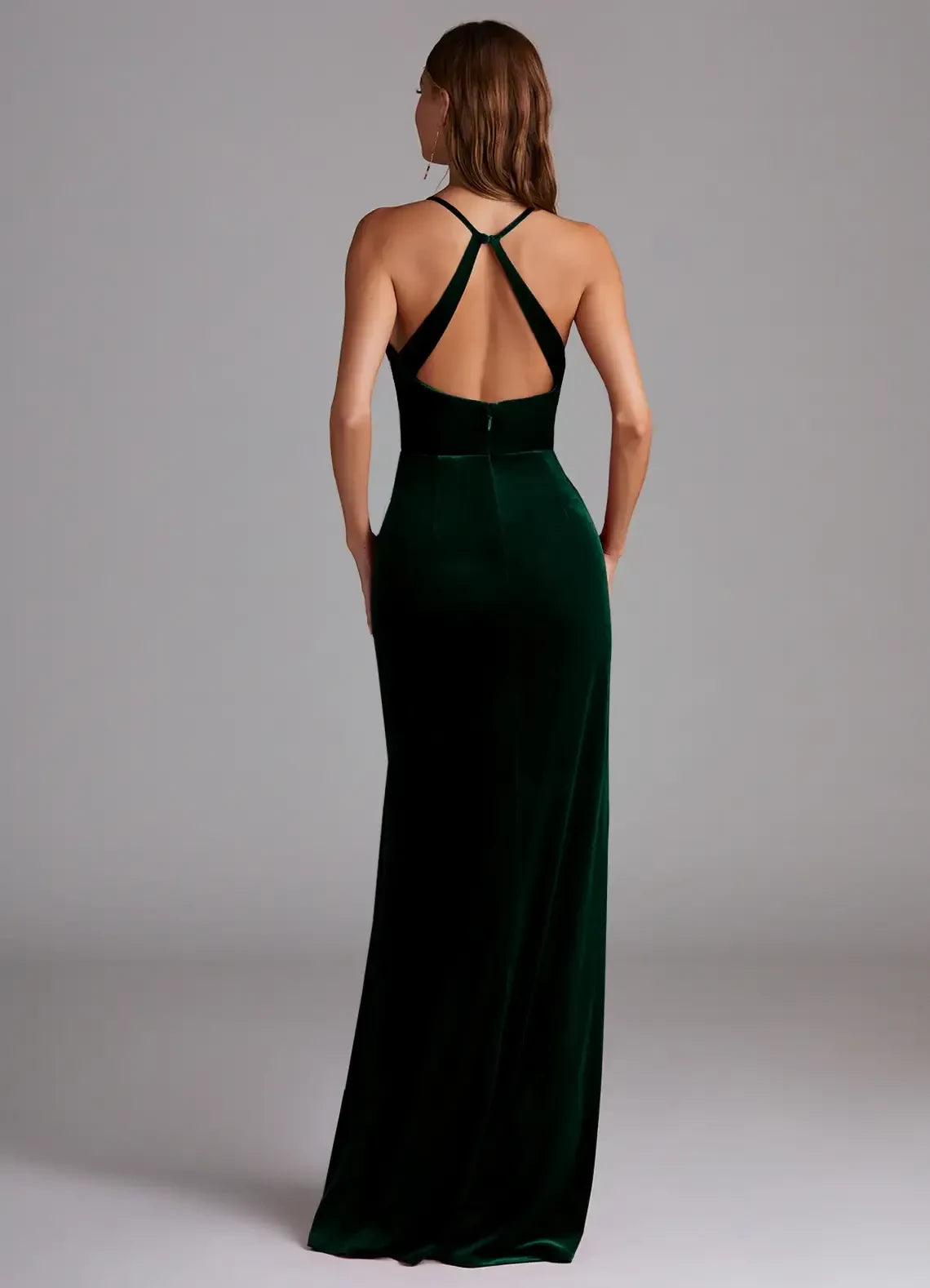 Mesmerizing Sheath V Neck Sleeveless Criss Cross Back Floor Length Bridesmaid Dress