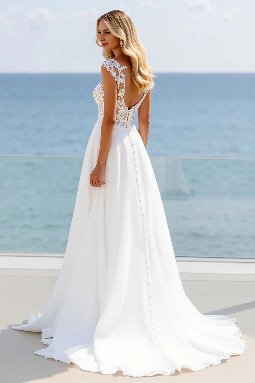 Modern A Line Sweetheart Neck Sleeveless Open Back Floor Length Wedding Dress