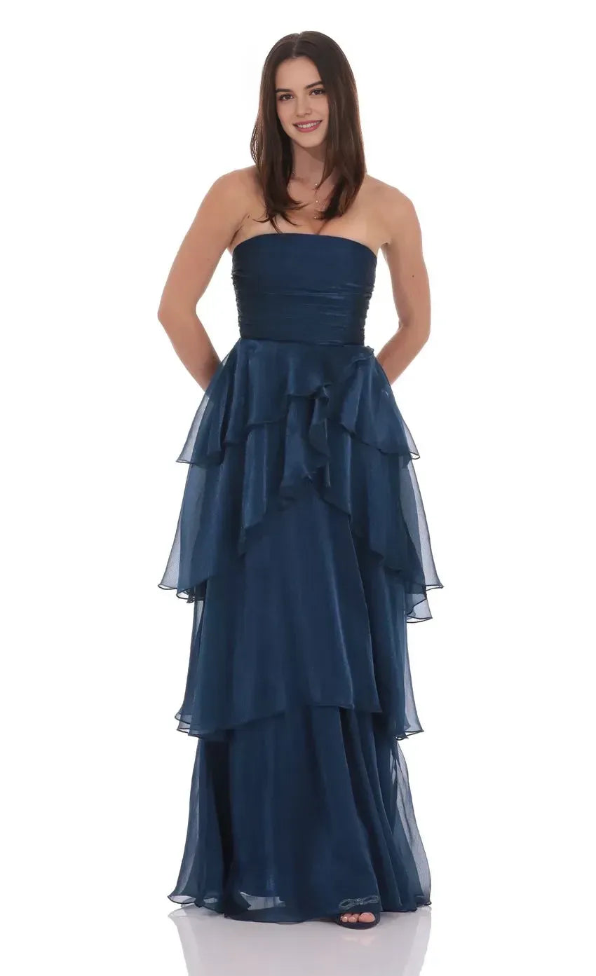 Modern Ball Gown Strapless Sleeveless Lace Up Back Floor Length Evening Dress
