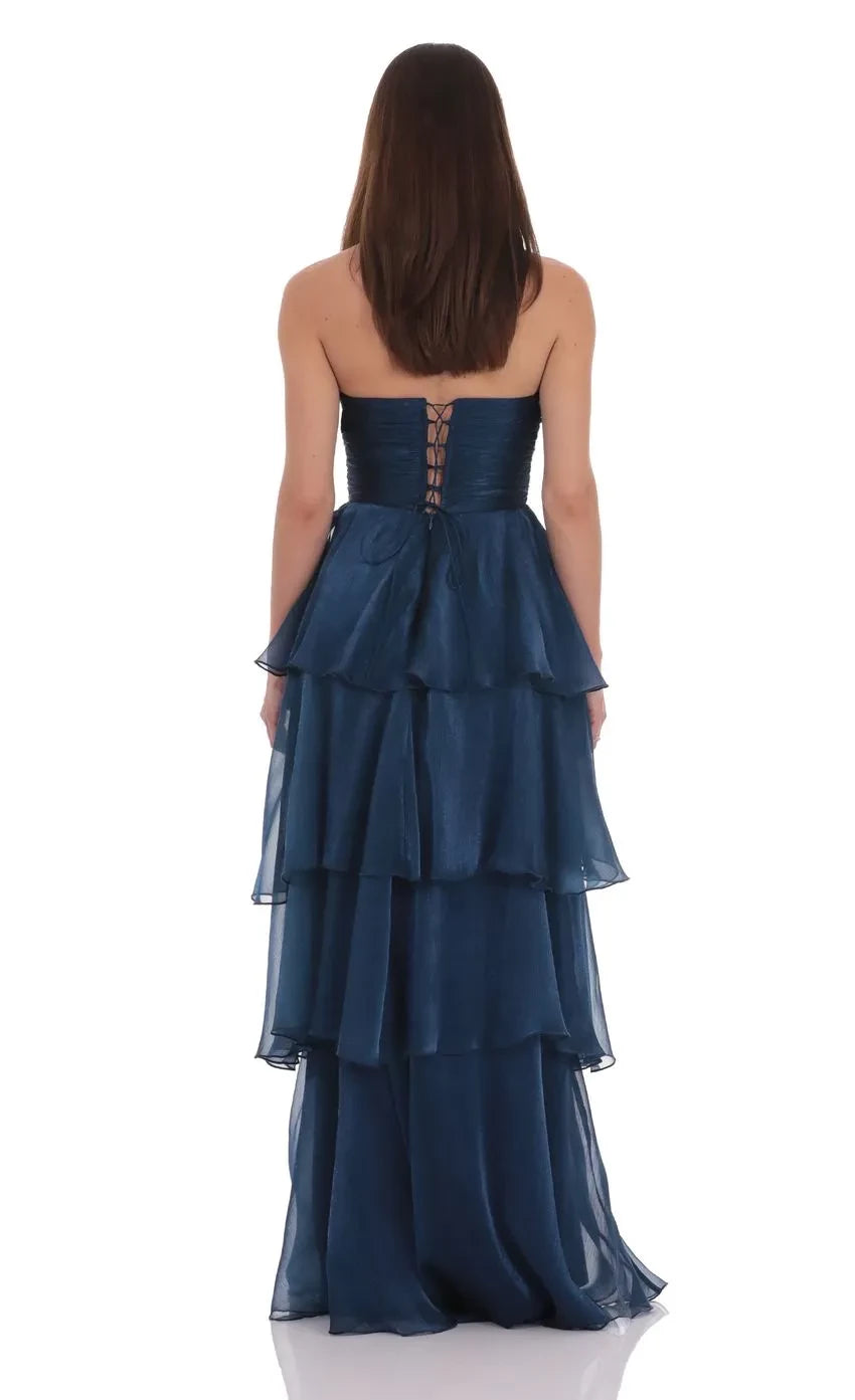 Modern Ball Gown Strapless Sleeveless Lace Up Back Floor Length Evening Dress