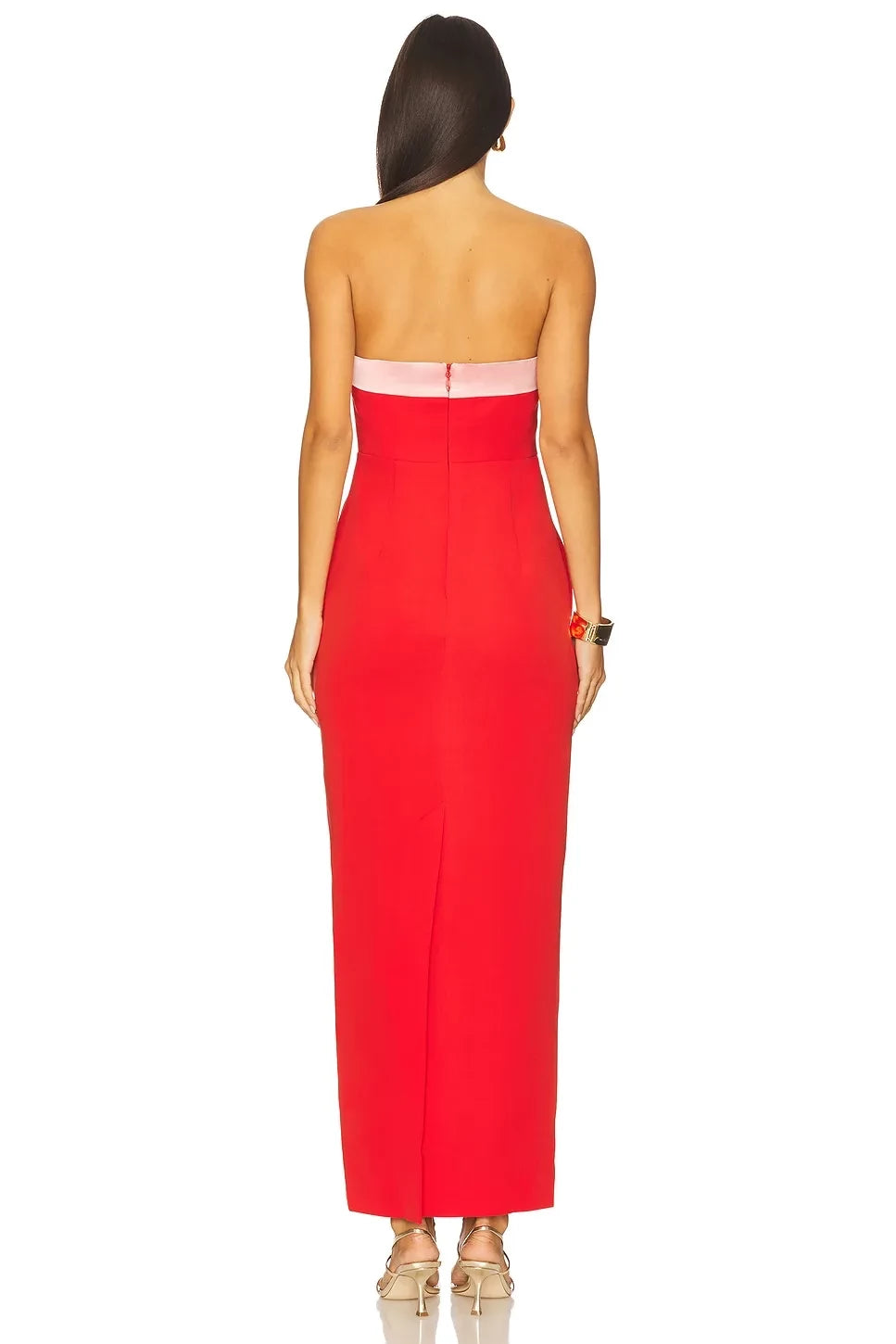 Modern Sheath Strapless Bow Accent Sleeveless Zipper Back Floor Length Evening Dress