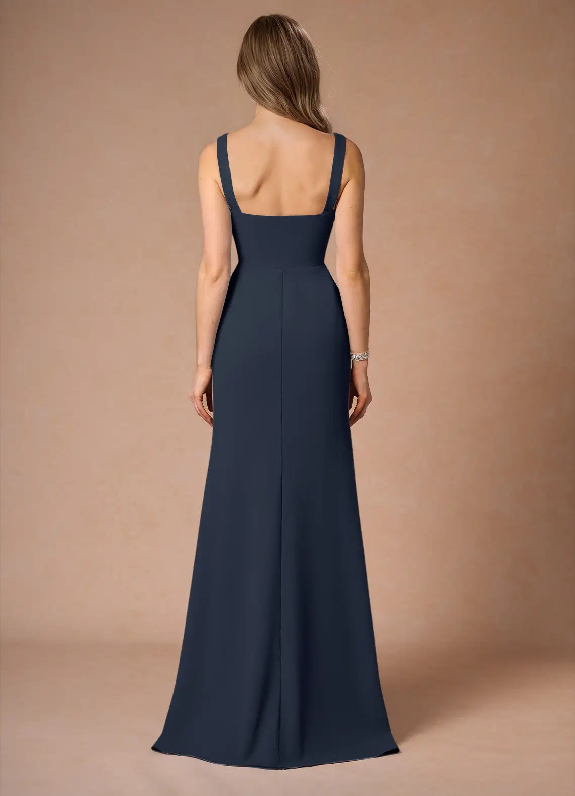 Modern Trumpet Square Neck Sleeveless Open Back Floor Length For Women Prom Dress