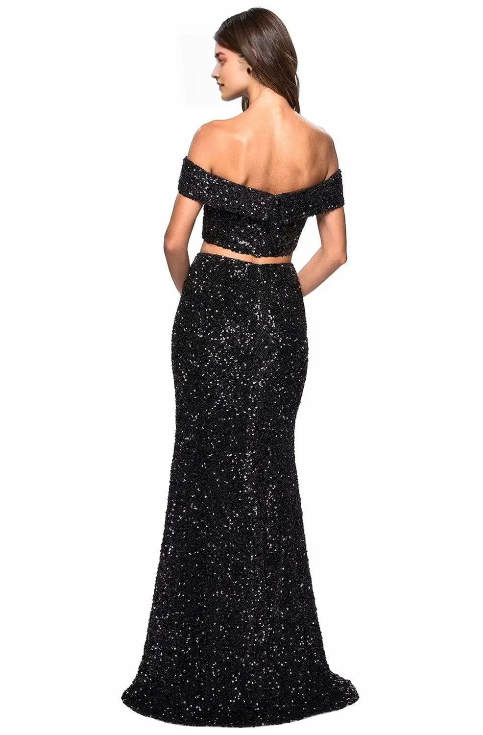 Off-Shoulder Sleeveless Sheath Fashion Two Piece Off the shoulder Floor Length Prom Dress Hot Sale For Ladies