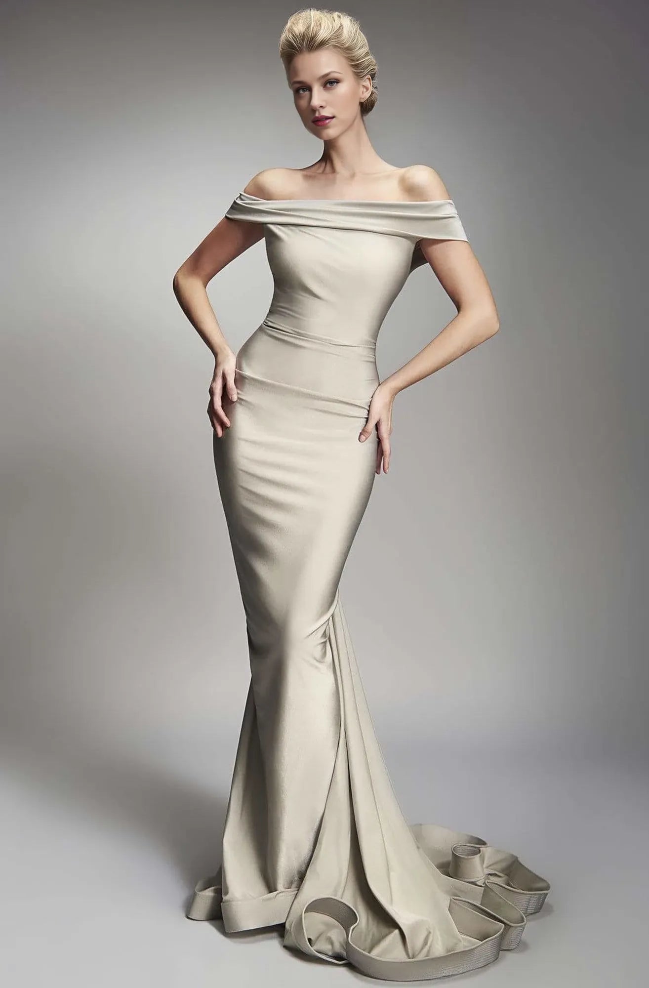 Off-Shoulder Sleeveless Trumpet Tight Off the shoulder Floor length Prom Dress For Sale For women