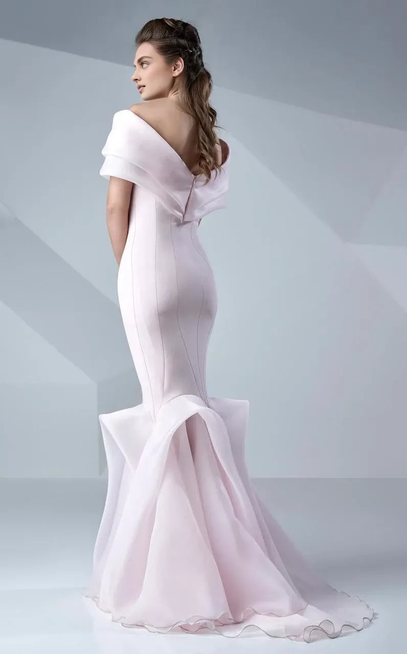 Off-shoulder Sleeveless Mermaid Romantic Floor Length Prom Dress Hot Sale For Adults