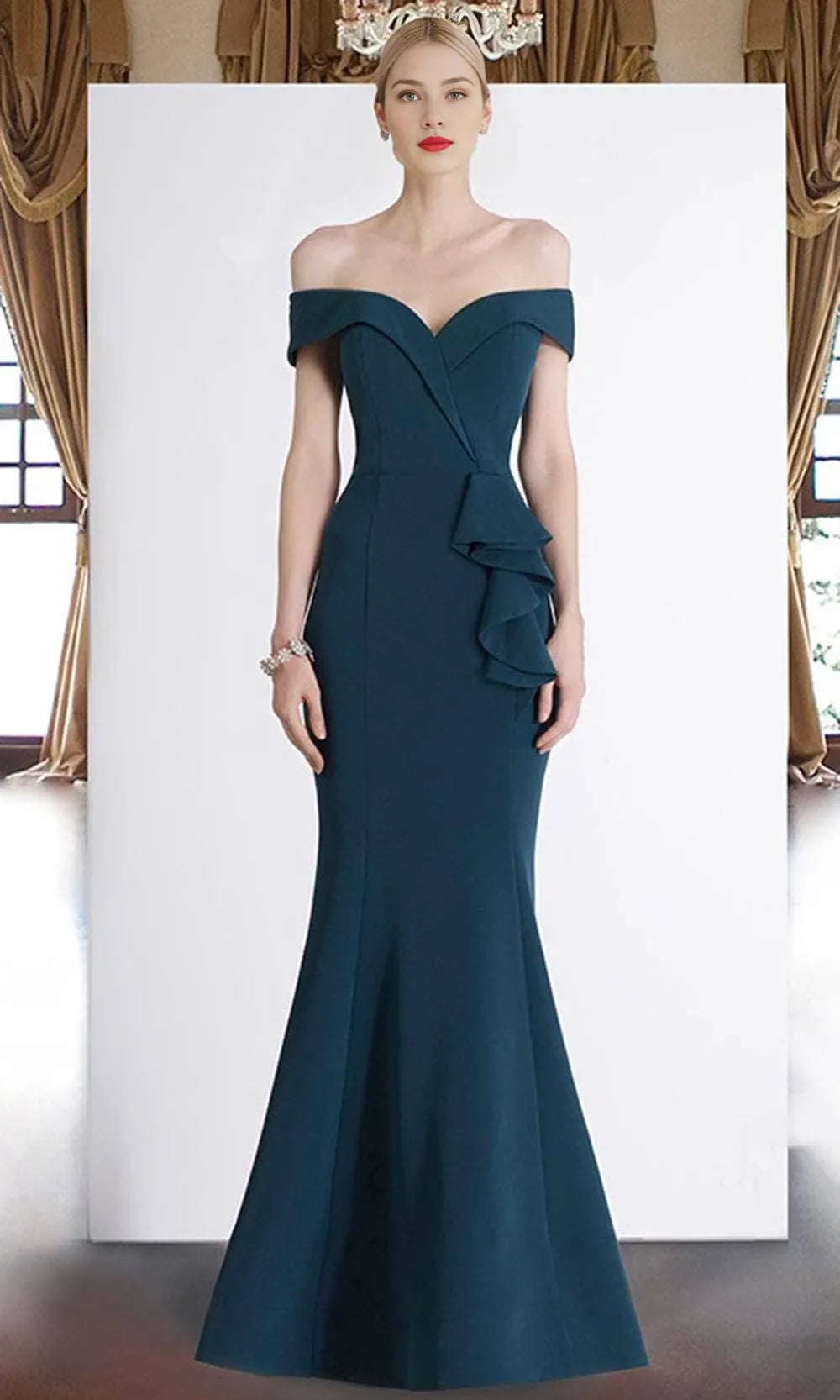 Off Shoulder Sleeveless Mermaid Elegant Off the Floor Length Prom Dress Hot Sale For Adults