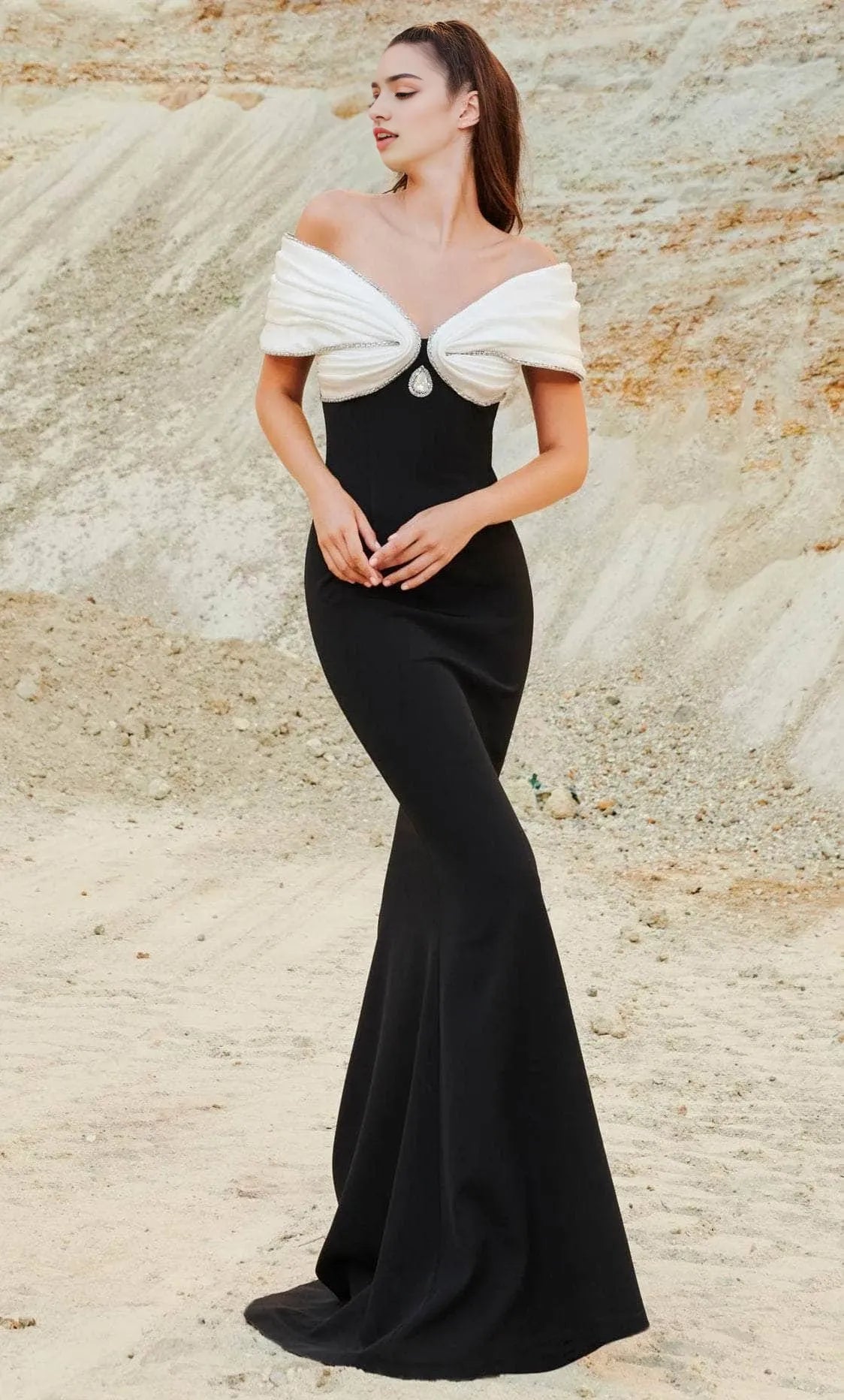 Off Shoulder Sleeveless Trumpet Classic Off the shoulder Floor Length Prom Dress Hot Sale For Ladies