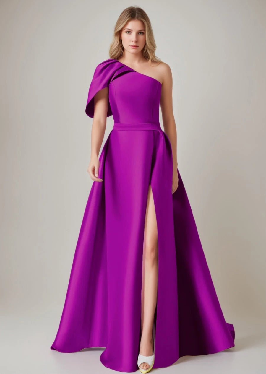 One-shoulder Princess One Sleeve Ruched Evening Dresses