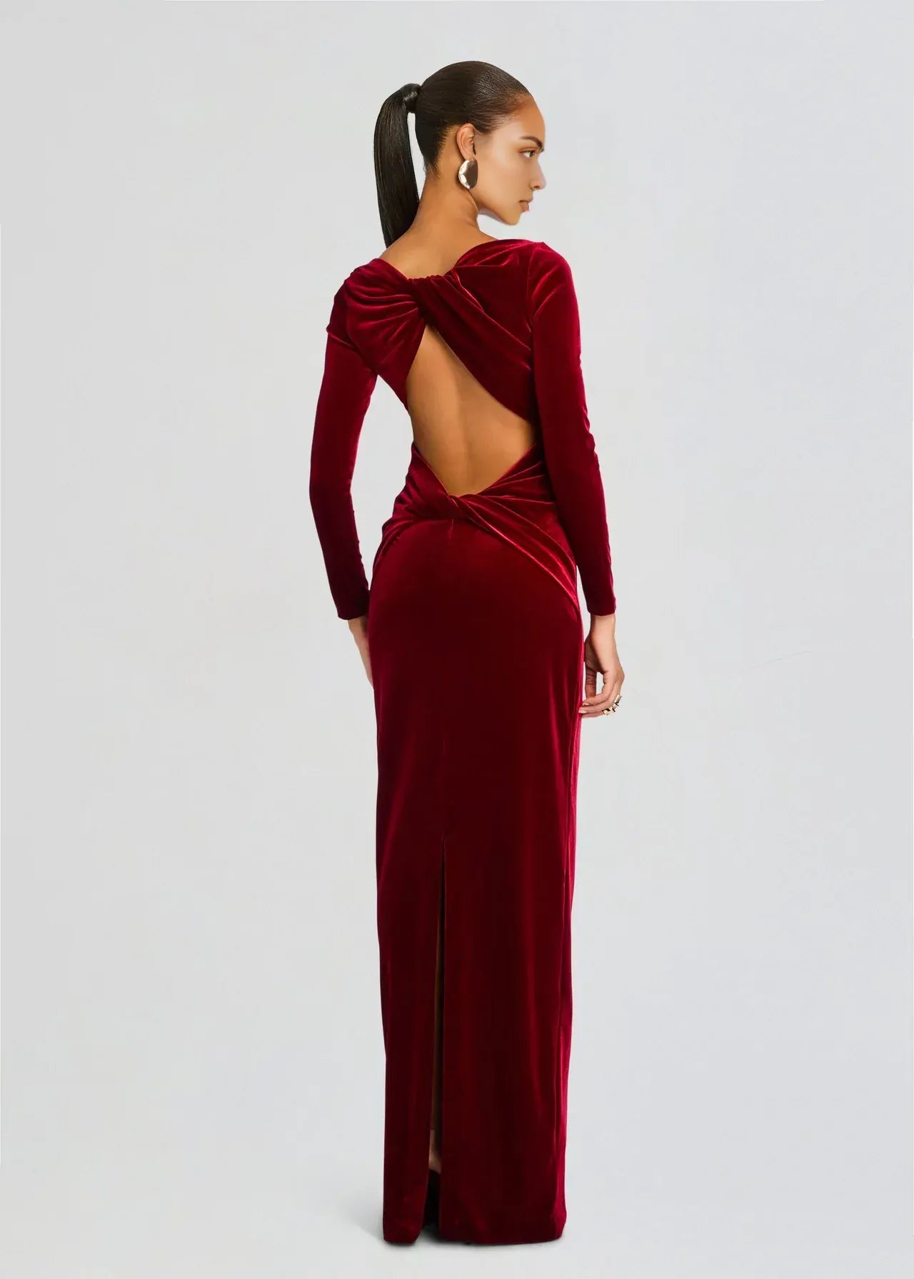 Opulent Sheath Boat Neck Long Sleeve Knot Back Floor Length Plus Size Evening Dress