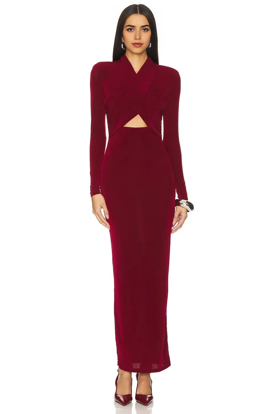 Opulent Sheath Cross Neck Long Sleeve Zipper Back Floor Length Evening Dress
