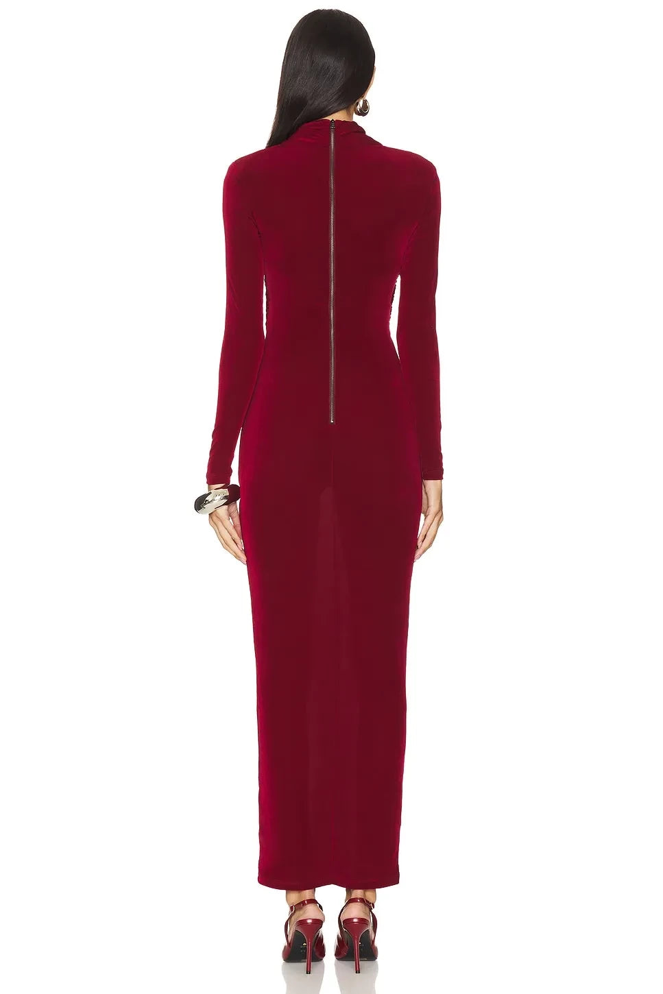 Opulent Sheath Cross Neck Long Sleeve Zipper Back Floor Length Evening Dress