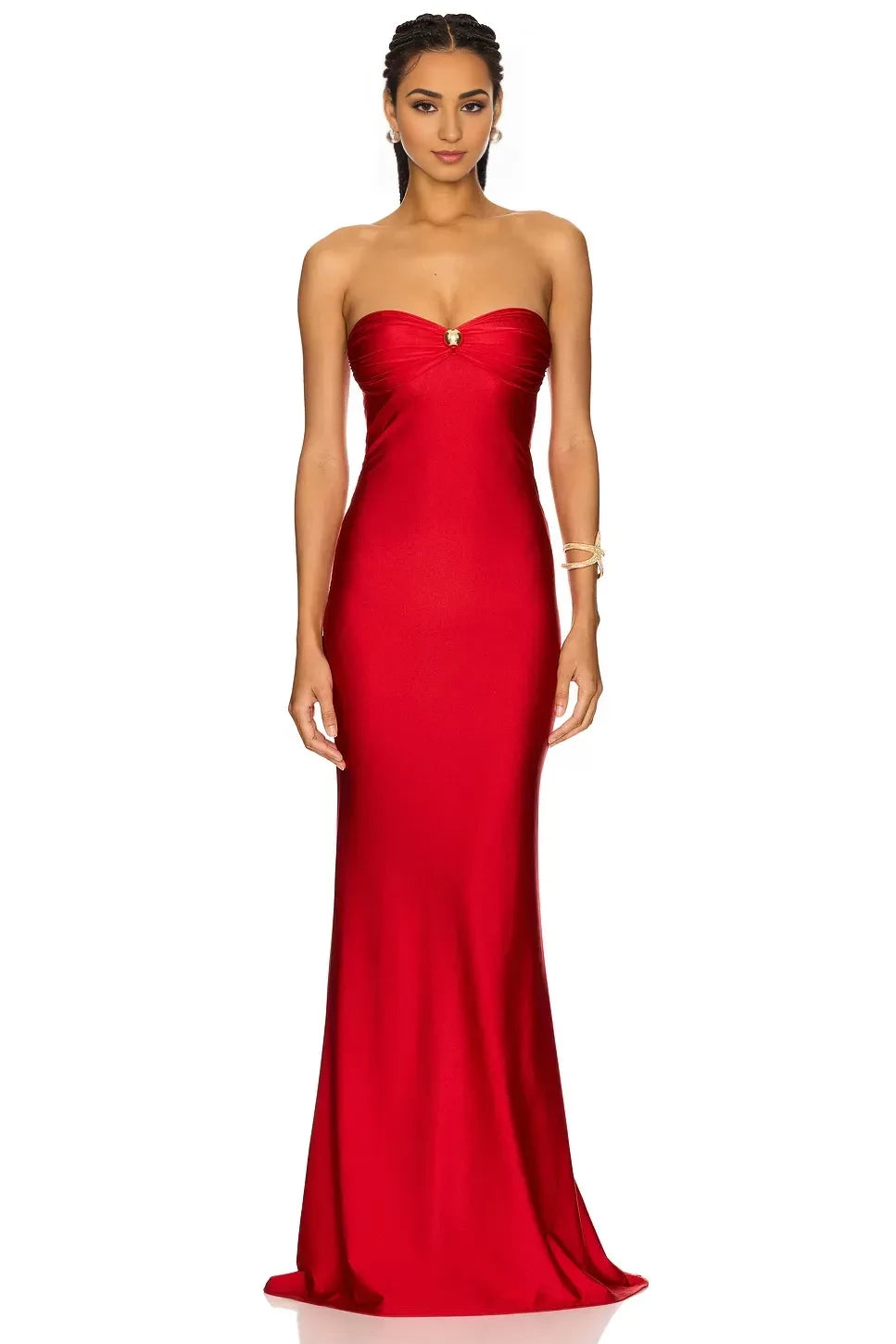 Opulent Sheath Strapless Sleeveless Embellished Front Floor Length Evening Dress