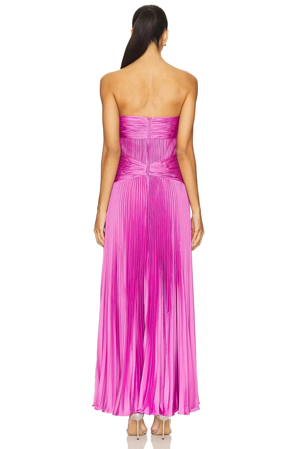 Opulent Sheath Strapless Sleeveless Pleated Bodice Floor Length Evening Dress