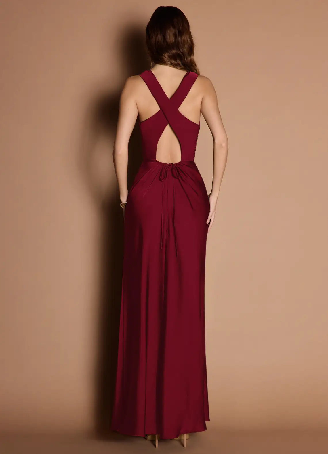 Opulent Trumpet High Neck Sleeveless Cross Back Floor Length For Ladies Prom Dress