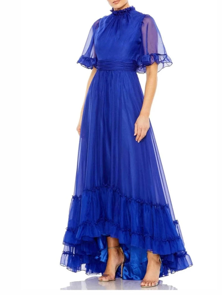 Organza Princess High Neck Long sleeves Floor-Length Evening Dress