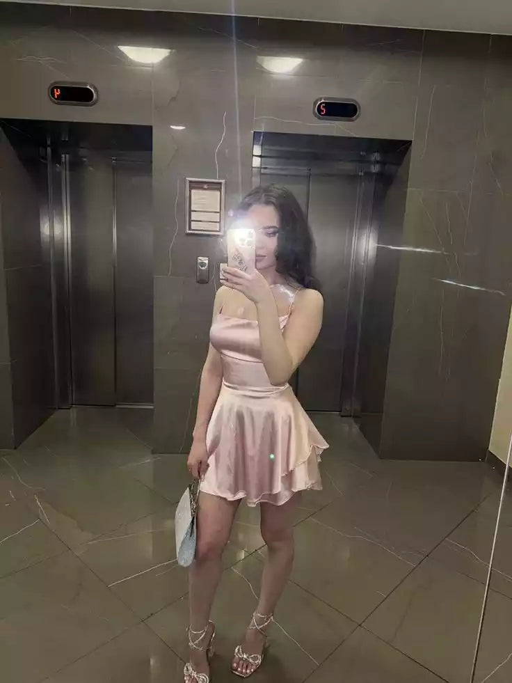 Pink Birthday Outfit sleeveless Short Evening Dress Cocktail Dresses Short Party Dress Homecoming Dress