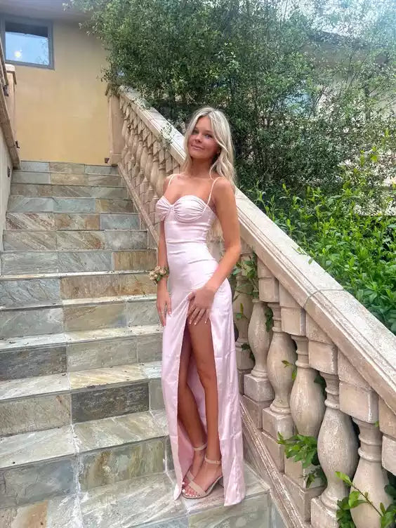 Pink Long Sleeveless Prom Dresses Formal Evening Dresses