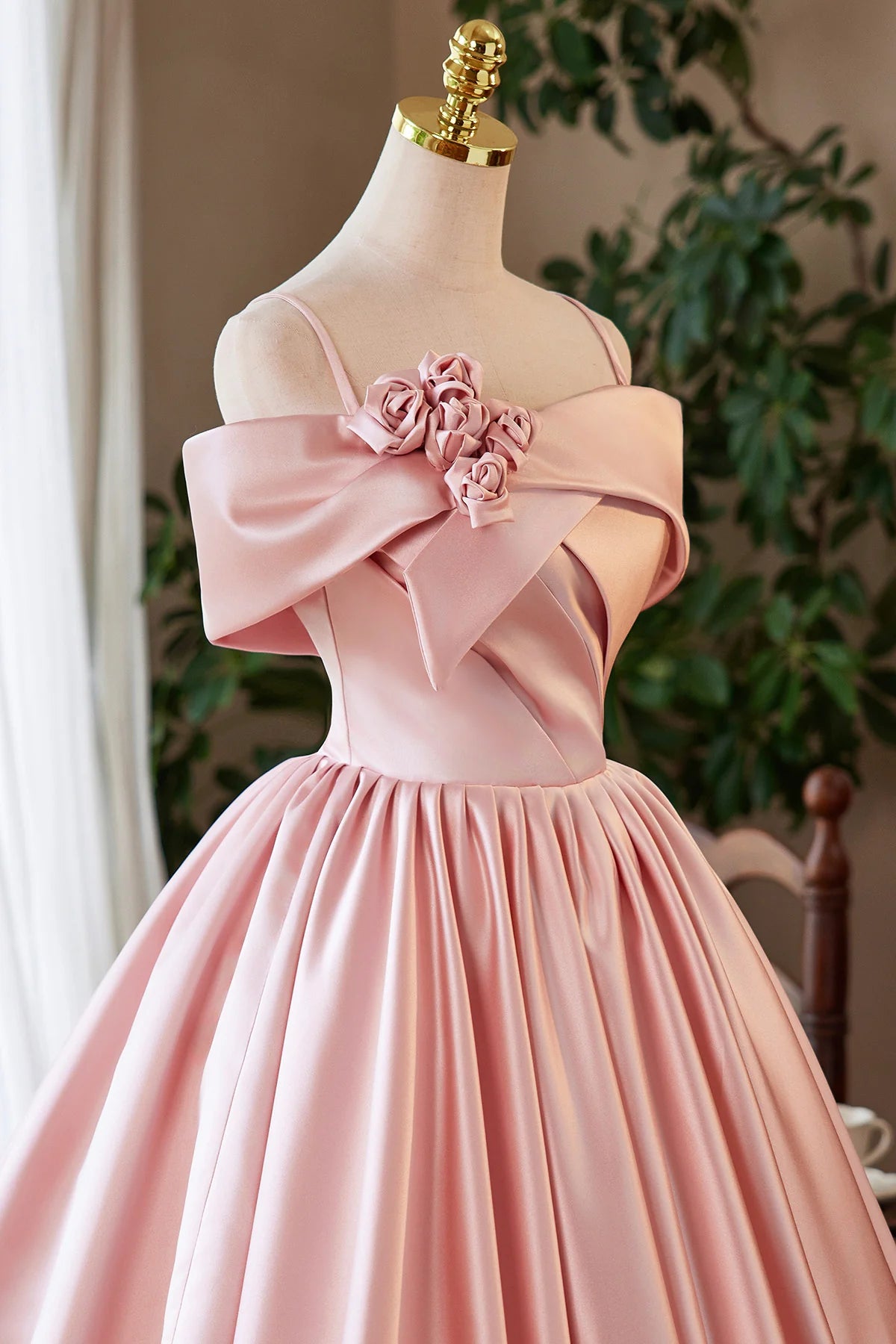 Pink Satin Short Prom Dress Knee length Lovely A-Line Off the Shoulder Party Homecoming Dress