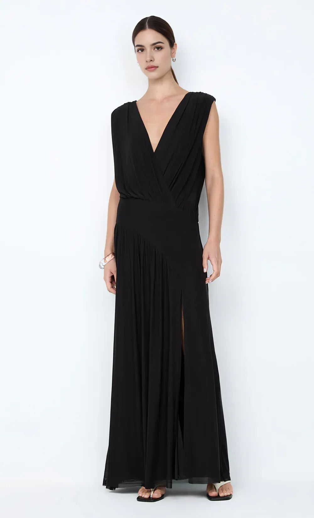 Polished A Line V Neck Sleeveless Deep V Back Floor Length For Sale Evening Dress