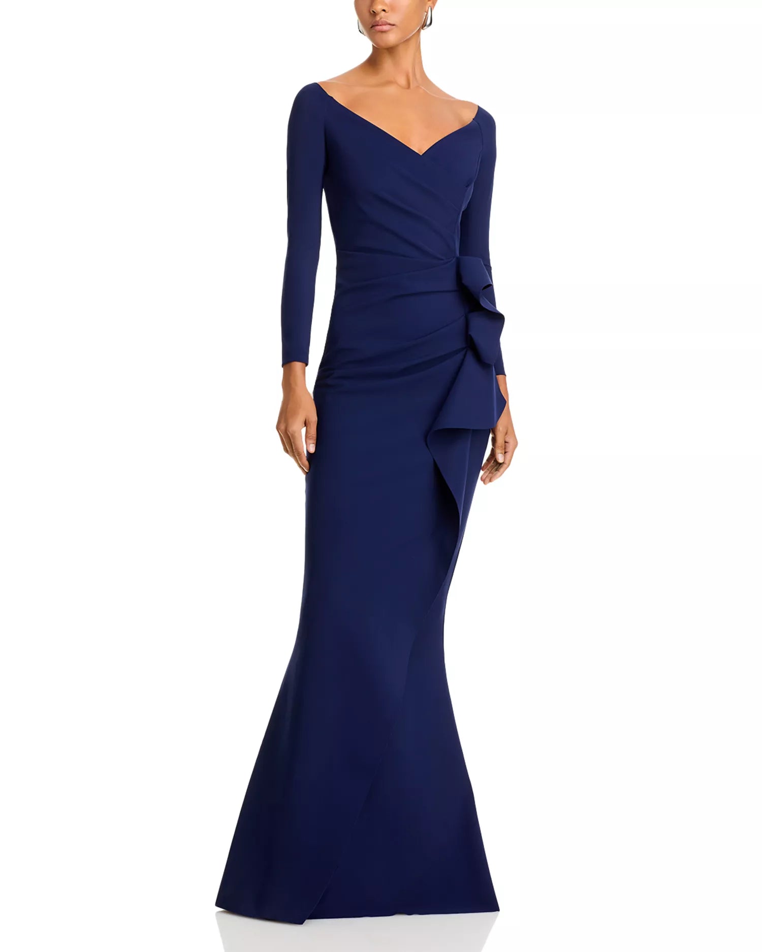 Polished Mermaid Off the Shoulder Long Sleeve Closed Back Floor Length For Sale Prom Dress