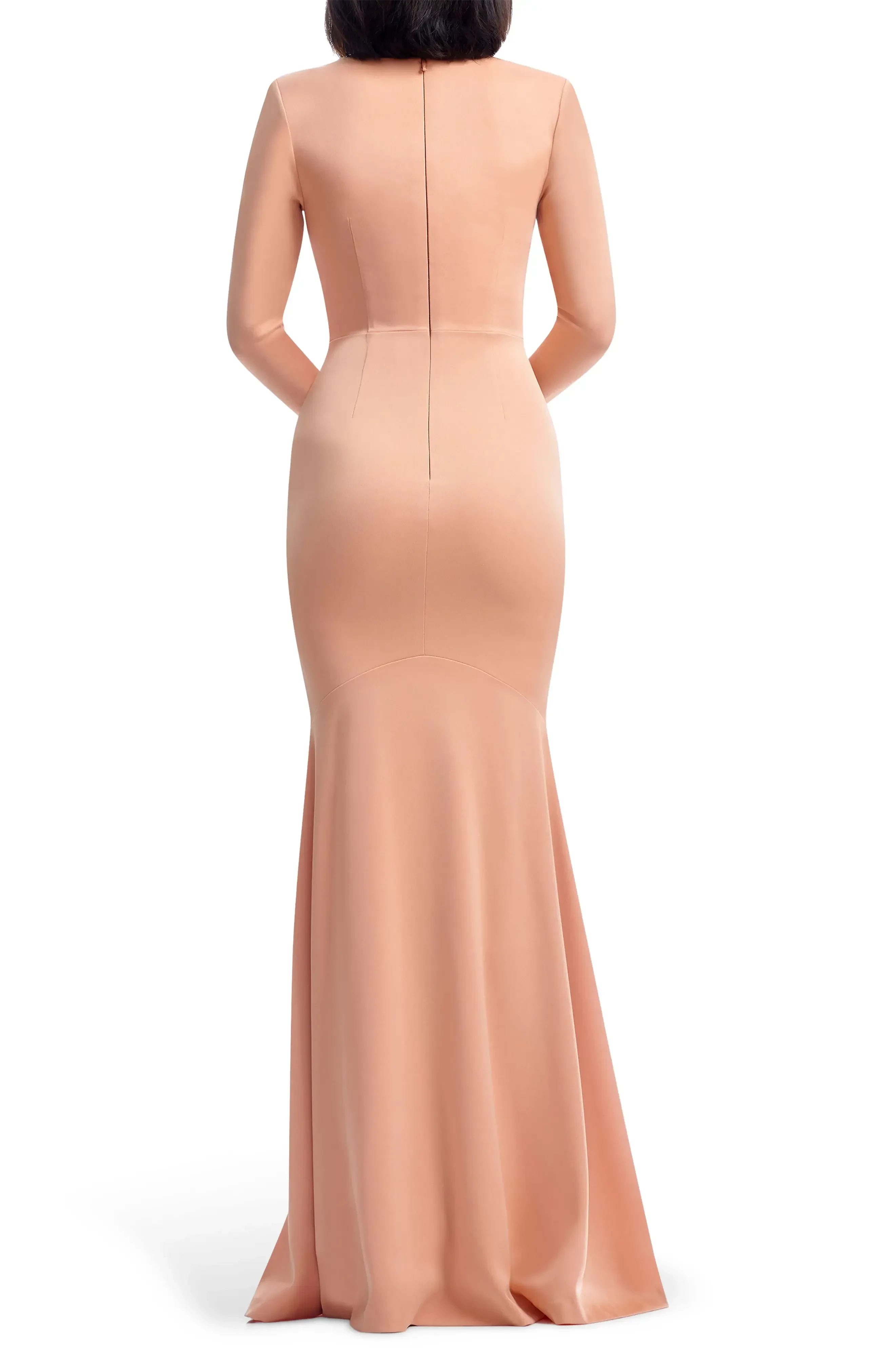 Polished Mermaid Square Neck Long Sleeve Zipper Back Floor Length Evening Dress