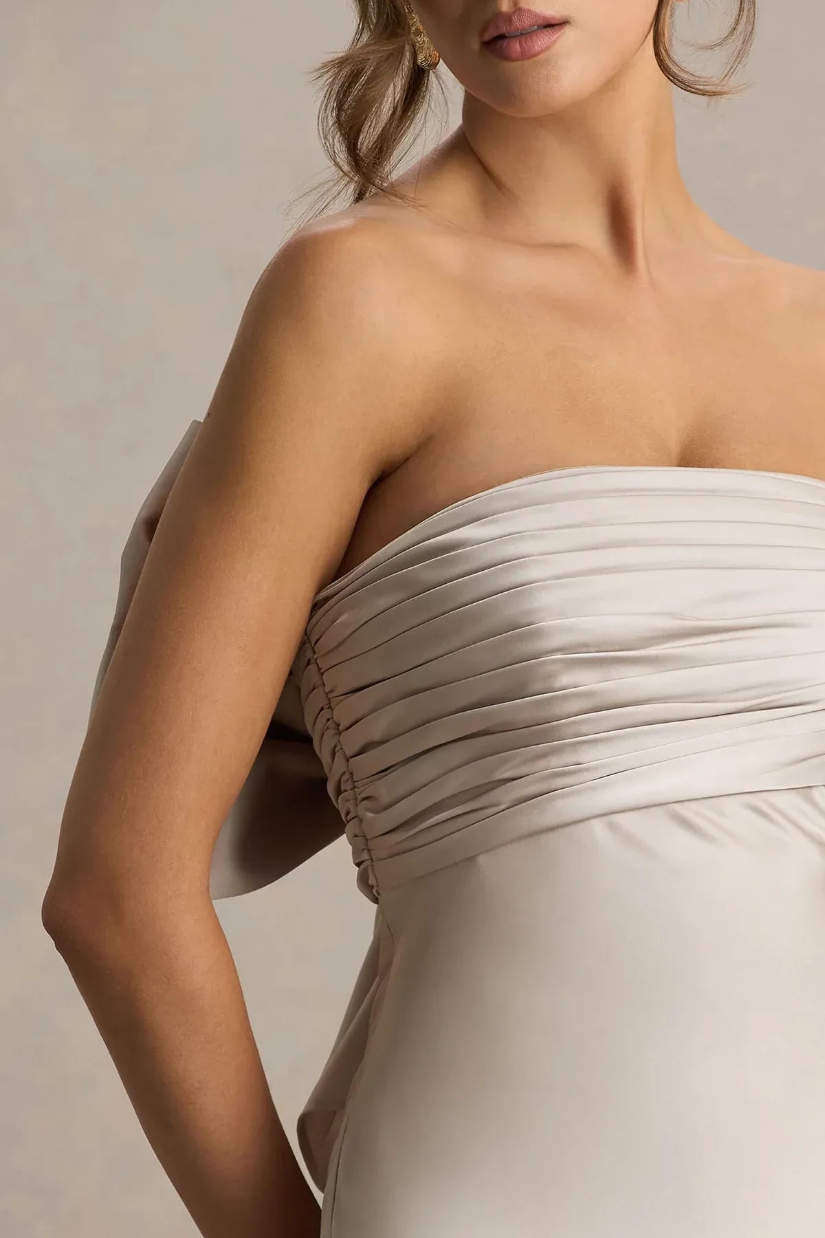 Polished Mermaid Strapless Sleeveless Bow Back Floor Length Evening Dress