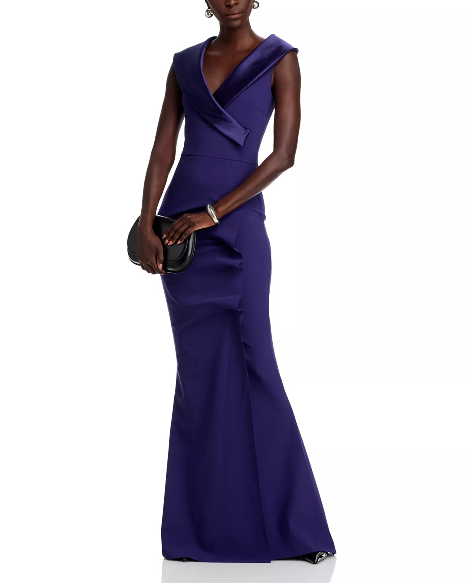 Polished Mermaid Wrap V Neck Cap Sleeve Closed Back Floor Length Hot sale Prom Dress