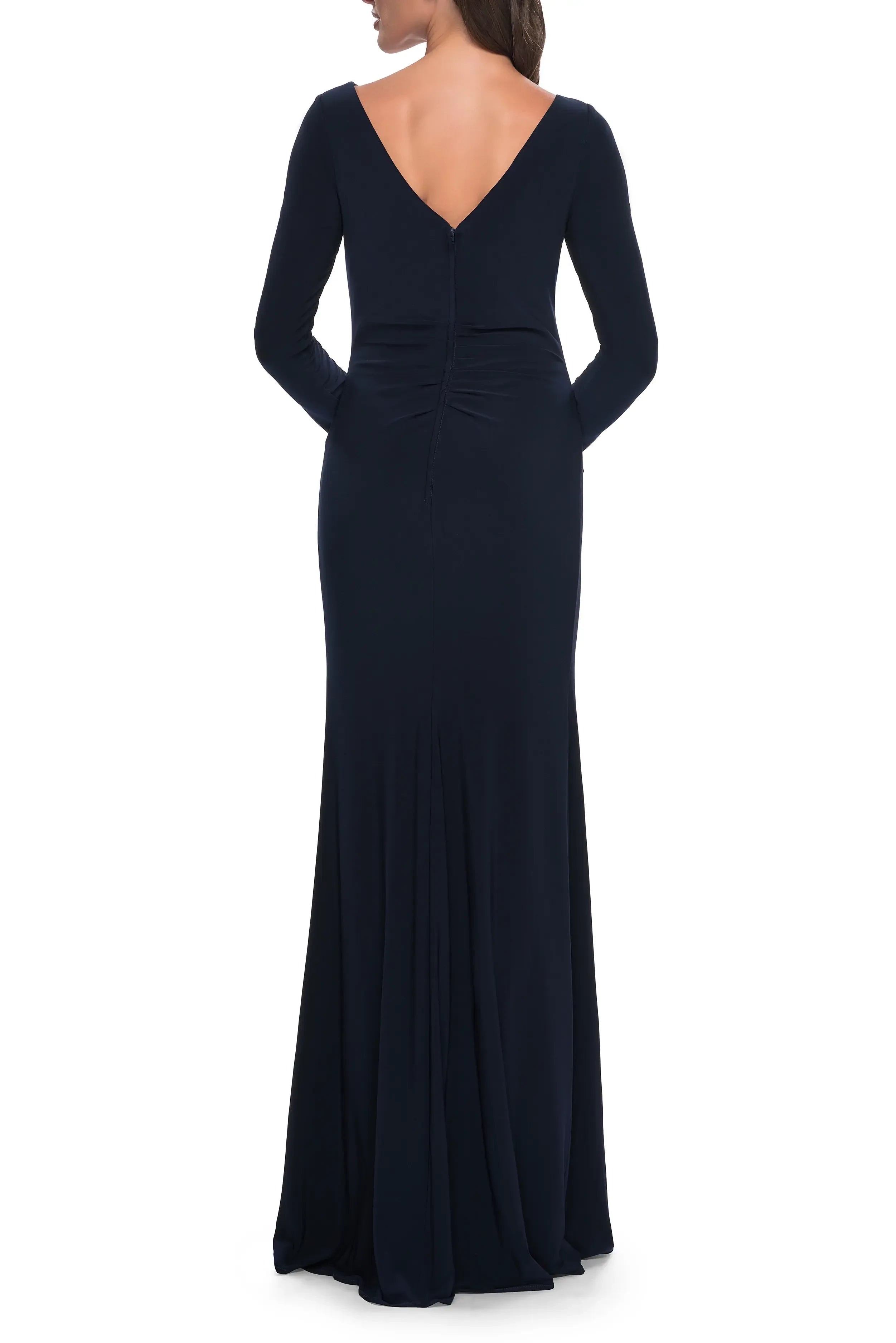 Polished Sheath Boat Neck Long Sleeve V Back Floor Length Evening Dress