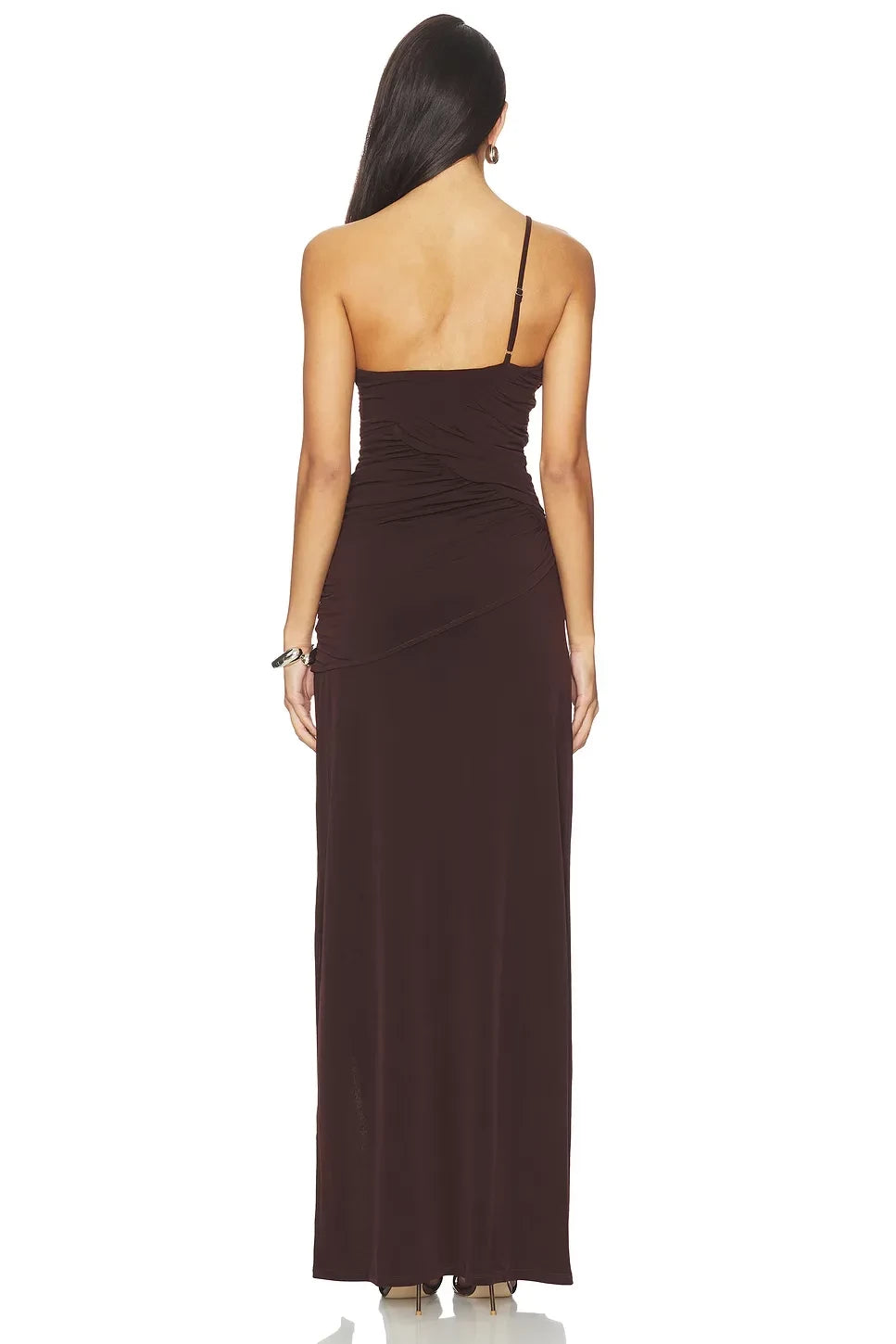 Polished Sheath One Shoulder Sleeveless Open Back Floor Length Evening Dress