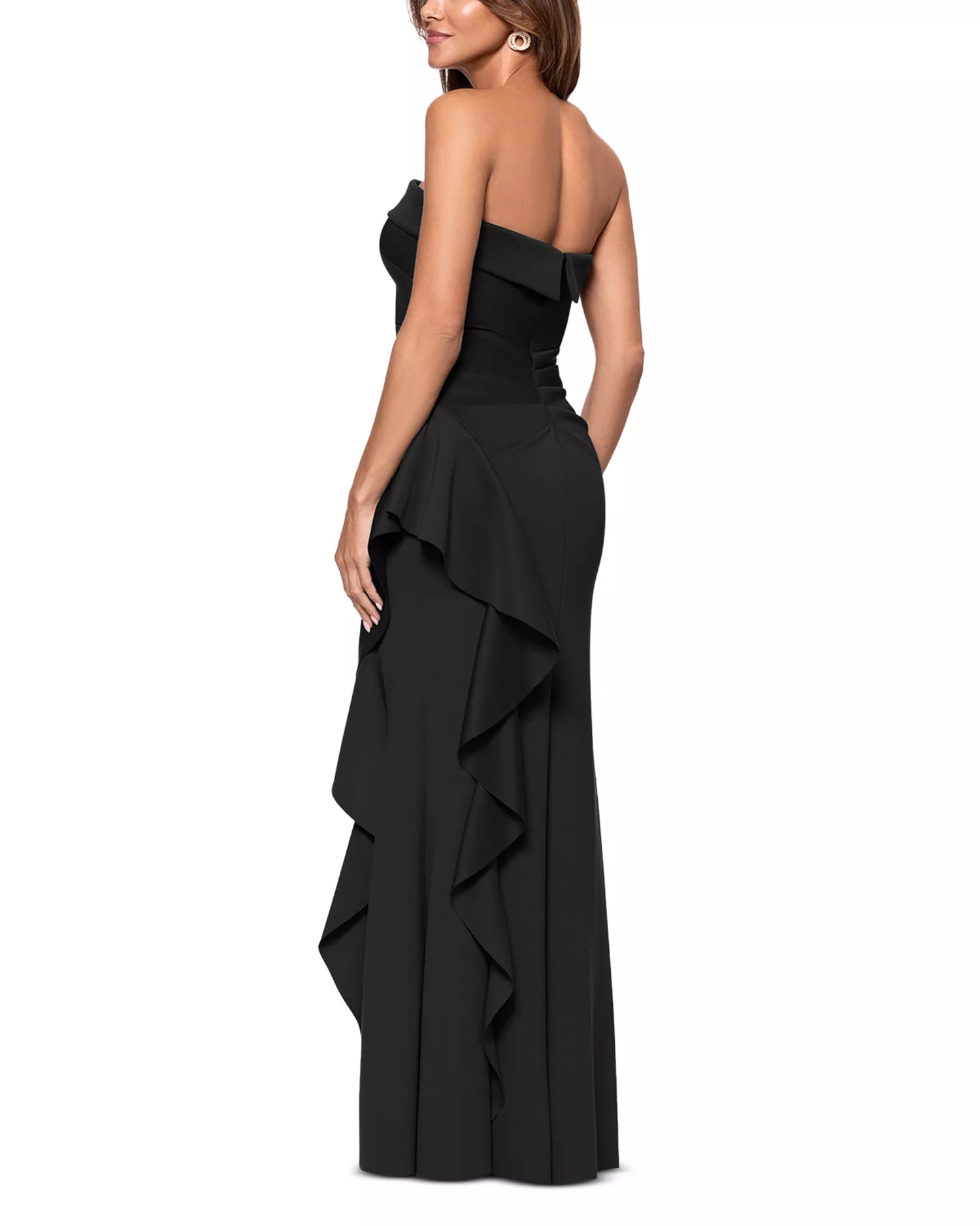 Polished Trumpet Strapless Sleeveless Bow Back Floor Length For Ladies Prom Dress