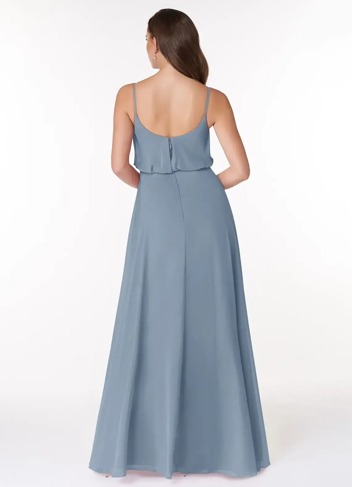 Pretty A Line Square Neck Sleeveless Zipper Back Floor Length Bridesmaid Dress
