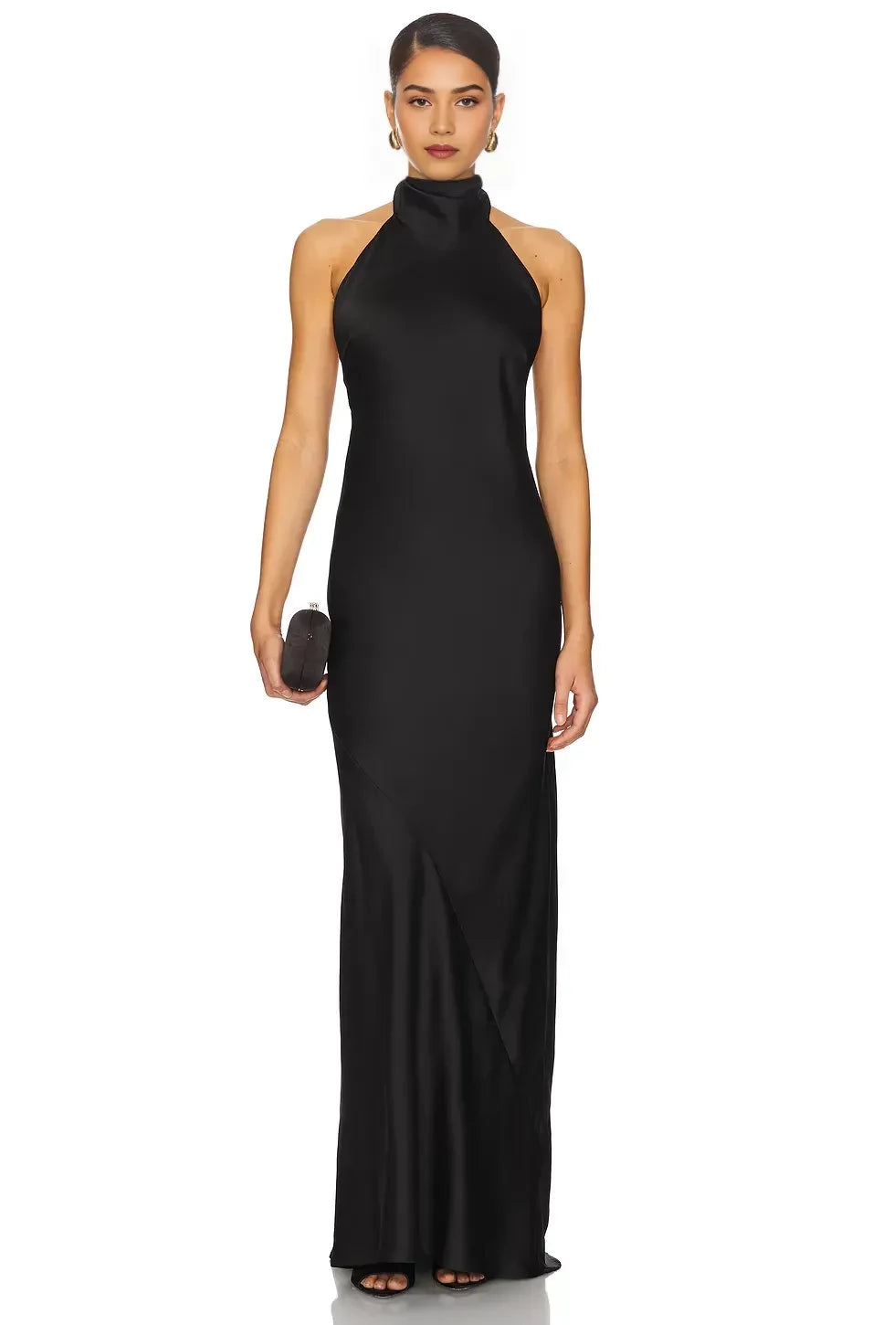 Pretty Sheath Halter Neck Sleeveless Tie Back Floor Length Evening Dress