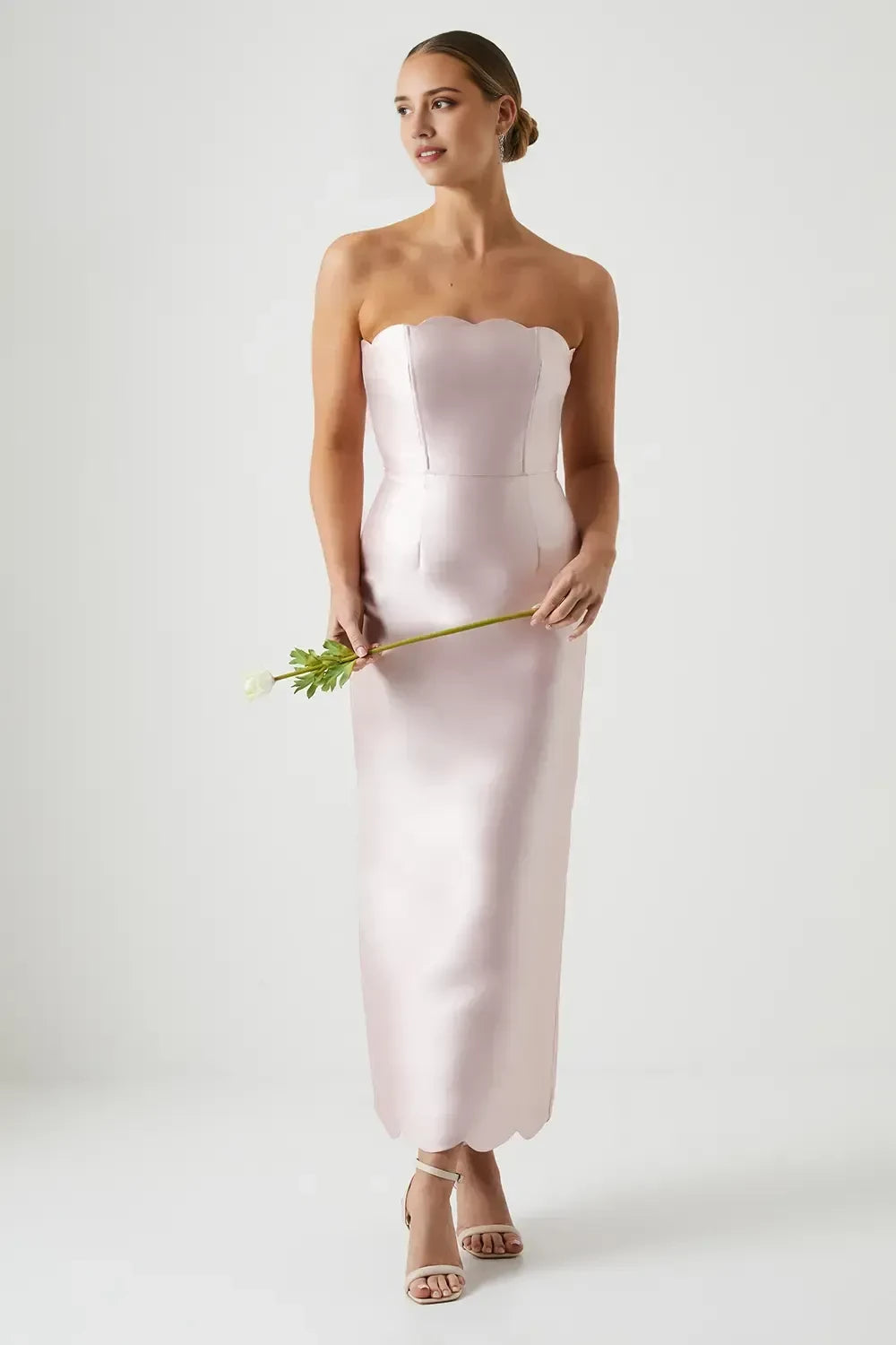 Pretty Sheath Strapless Sleeveless Zipper Back Floor Length Bridesmaid Dress